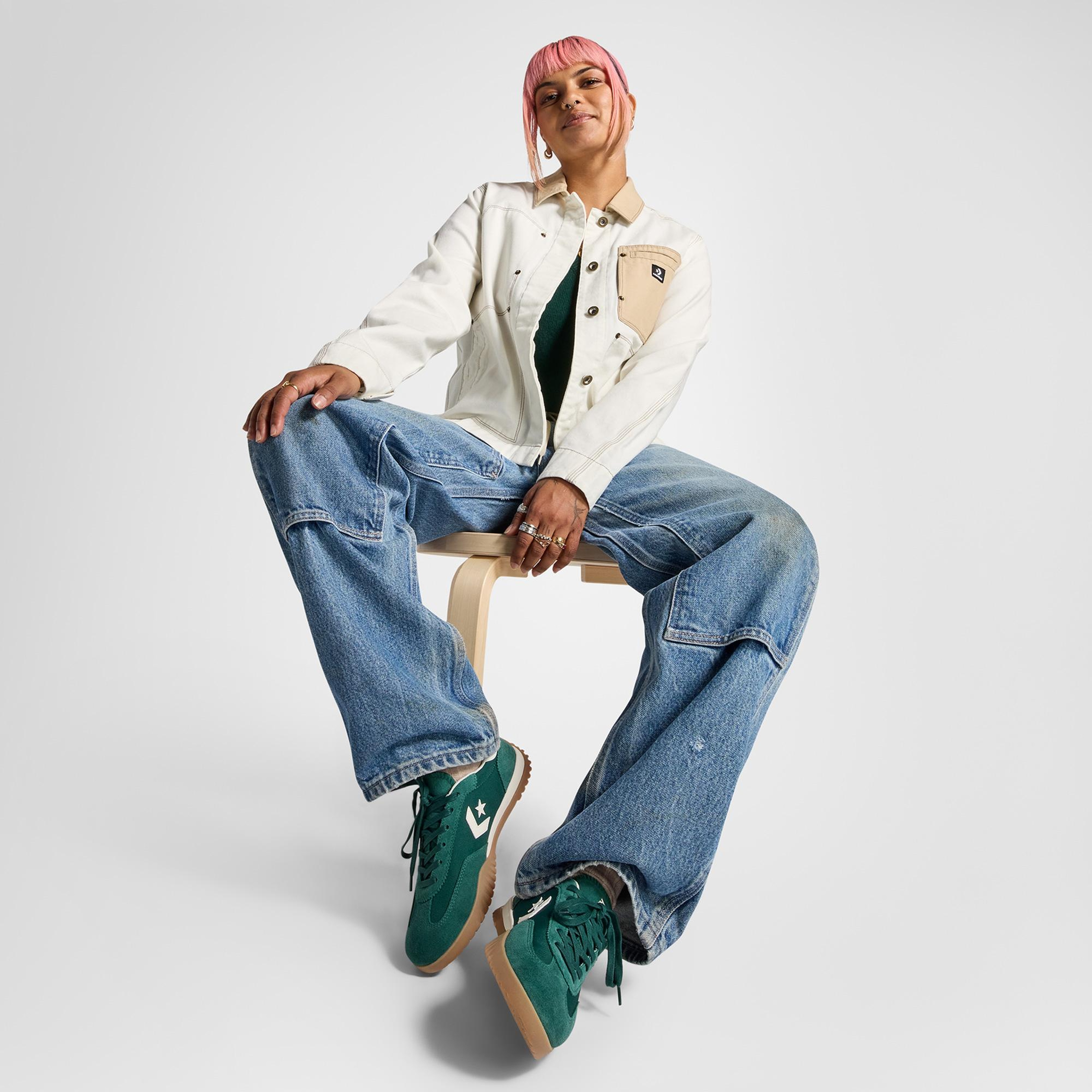 Converse Run Star Trainer Unisex Yeşil Süet Sneaker