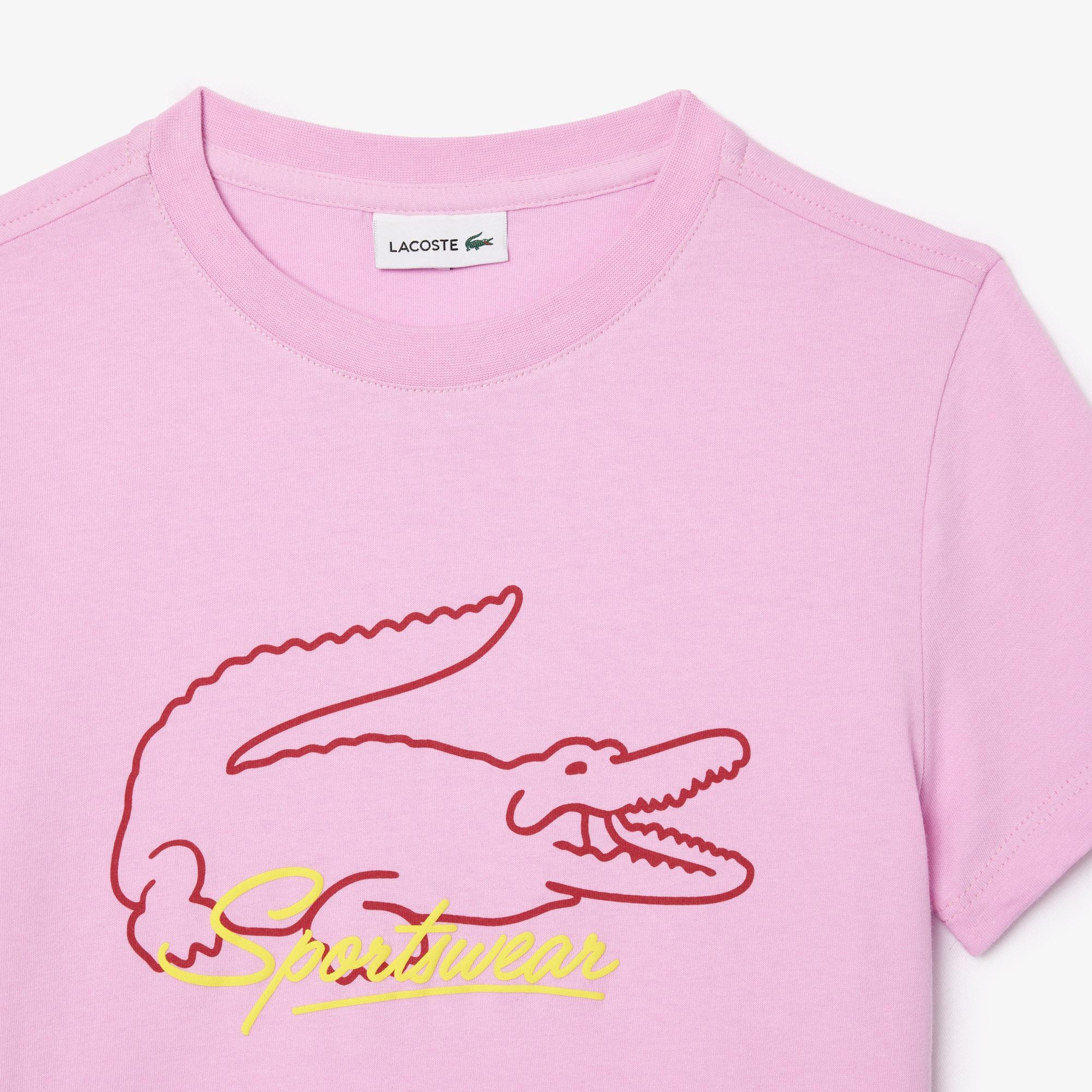 Lacoste Çocuk Bisiklet Yaka Baskılı Pembe T-shirt