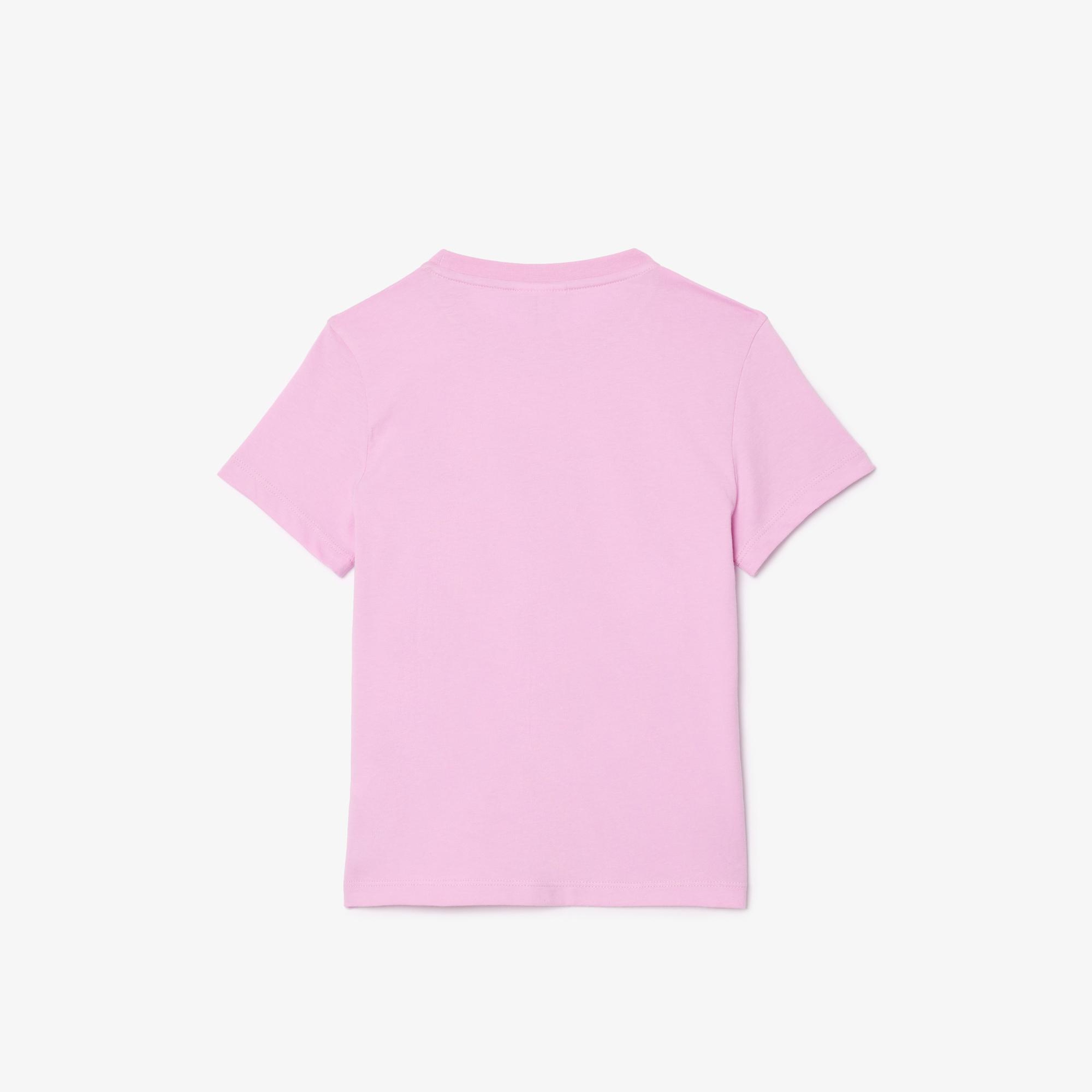 Lacoste Çocuk Bisiklet Yaka Baskılı Pembe T-shirt