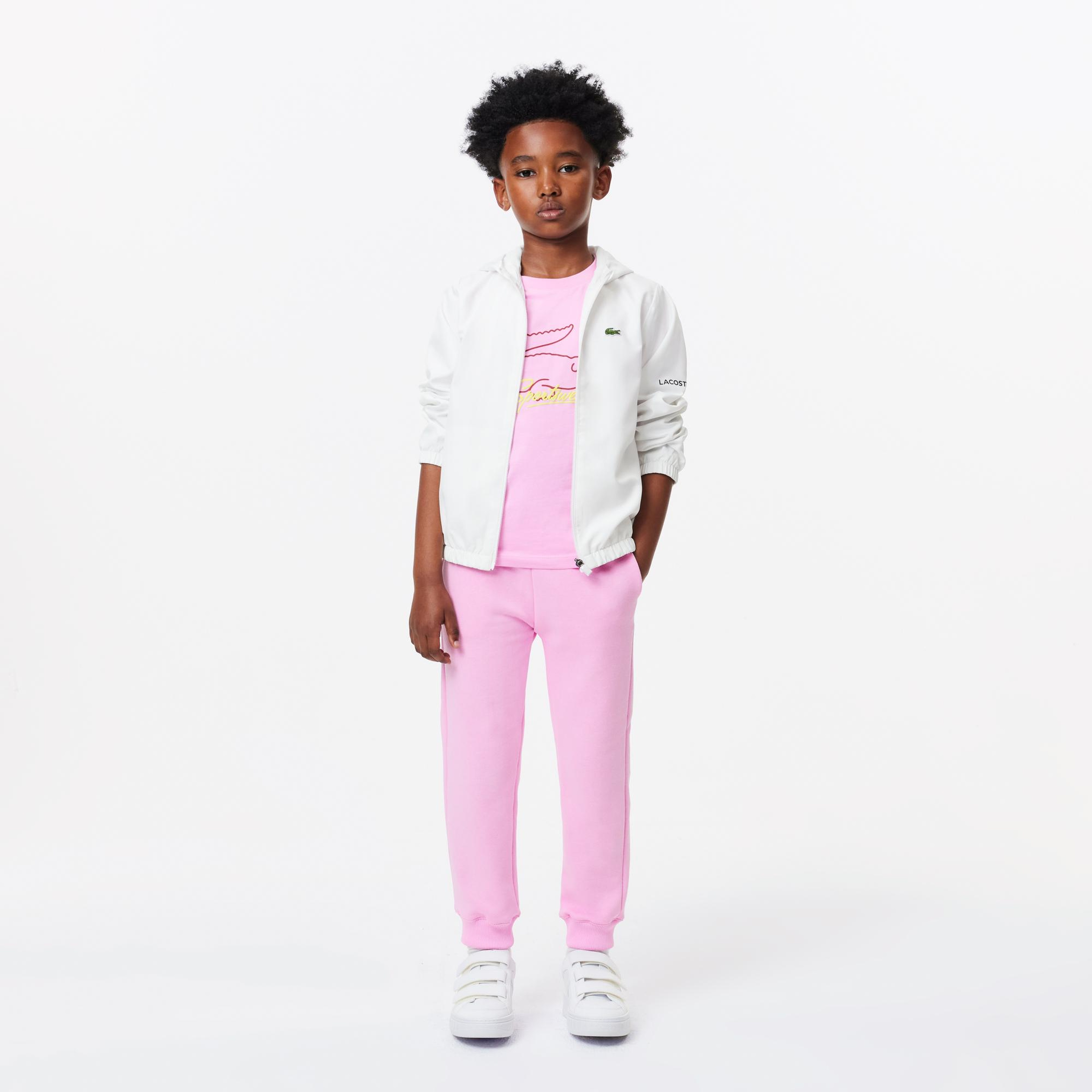 Lacoste Çocuk Bisiklet Yaka Baskılı Pembe T-shirt