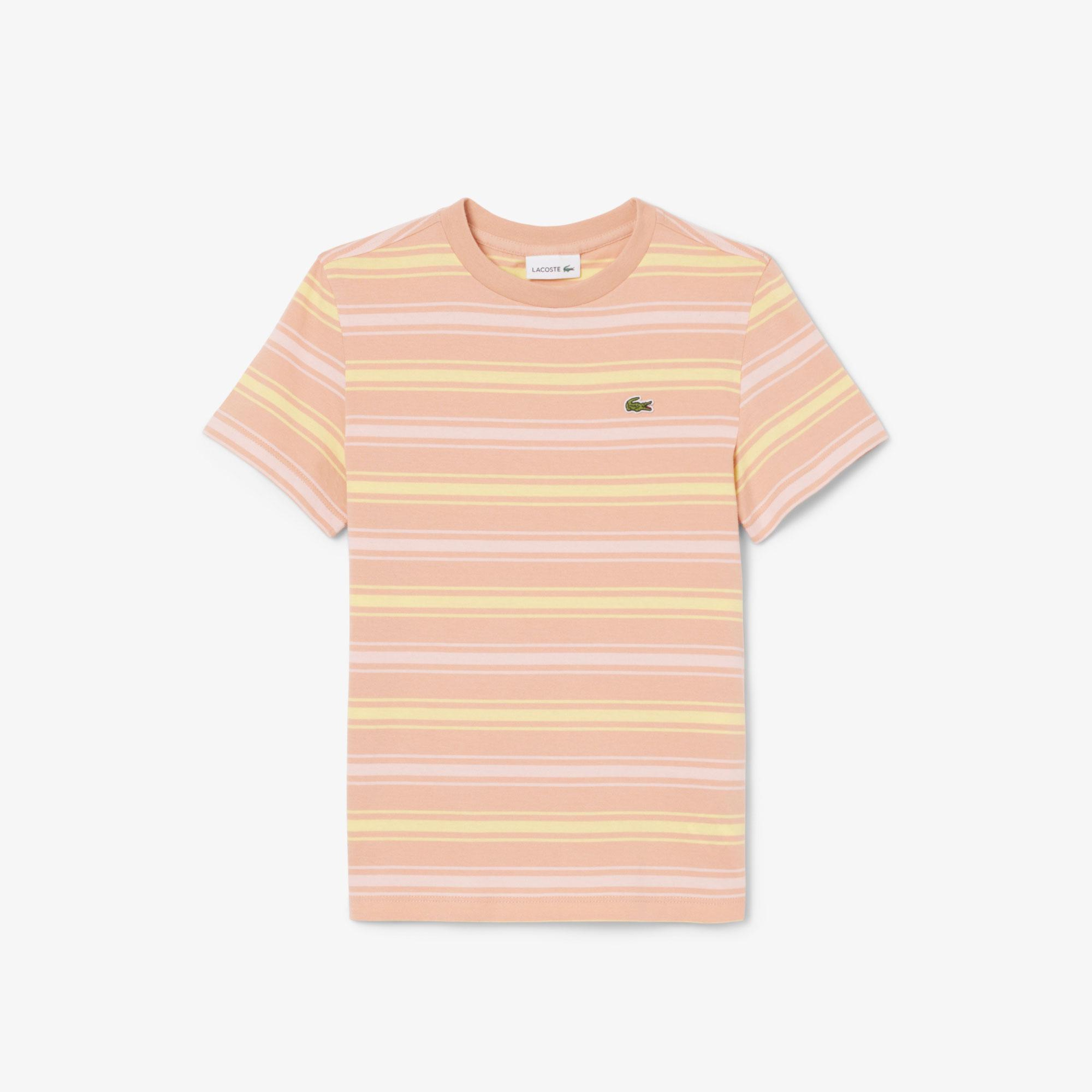 Lacoste Çocuk Bisiklet Yaka Çizgili Pembe T-Shirt