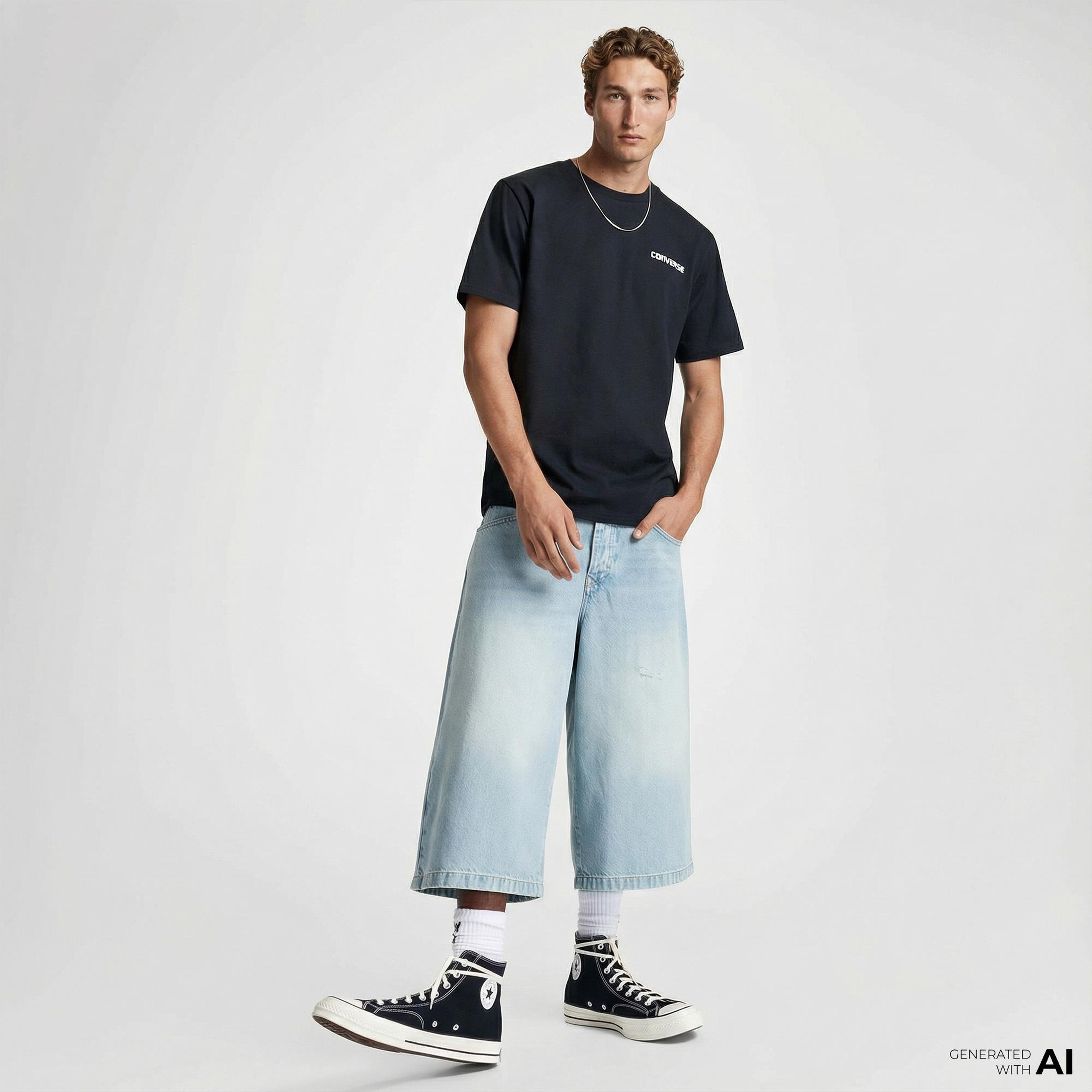 Converse Erkek Grafik Baskılı Siyah T-Shirt