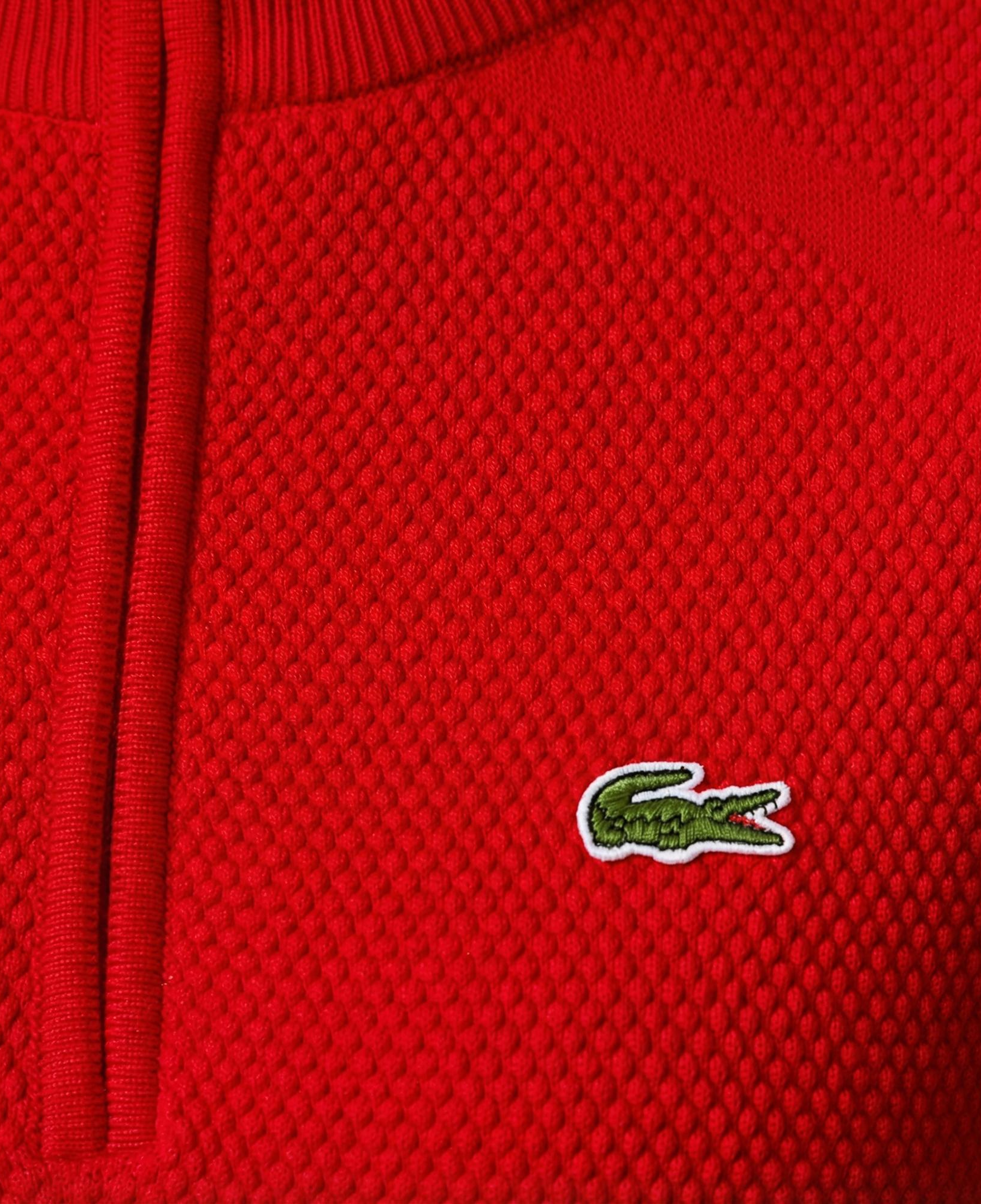 Lacoste Kadın Relaxed Fit Yarım Fermuarlı Kırmızı Kazak