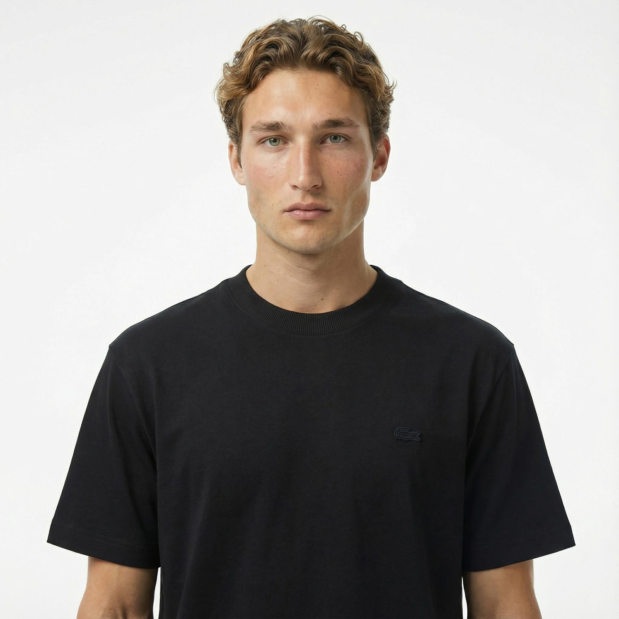 Lacoste Erkek Relaxed Fit Bisiklet Yaka Siyah T-Shirt