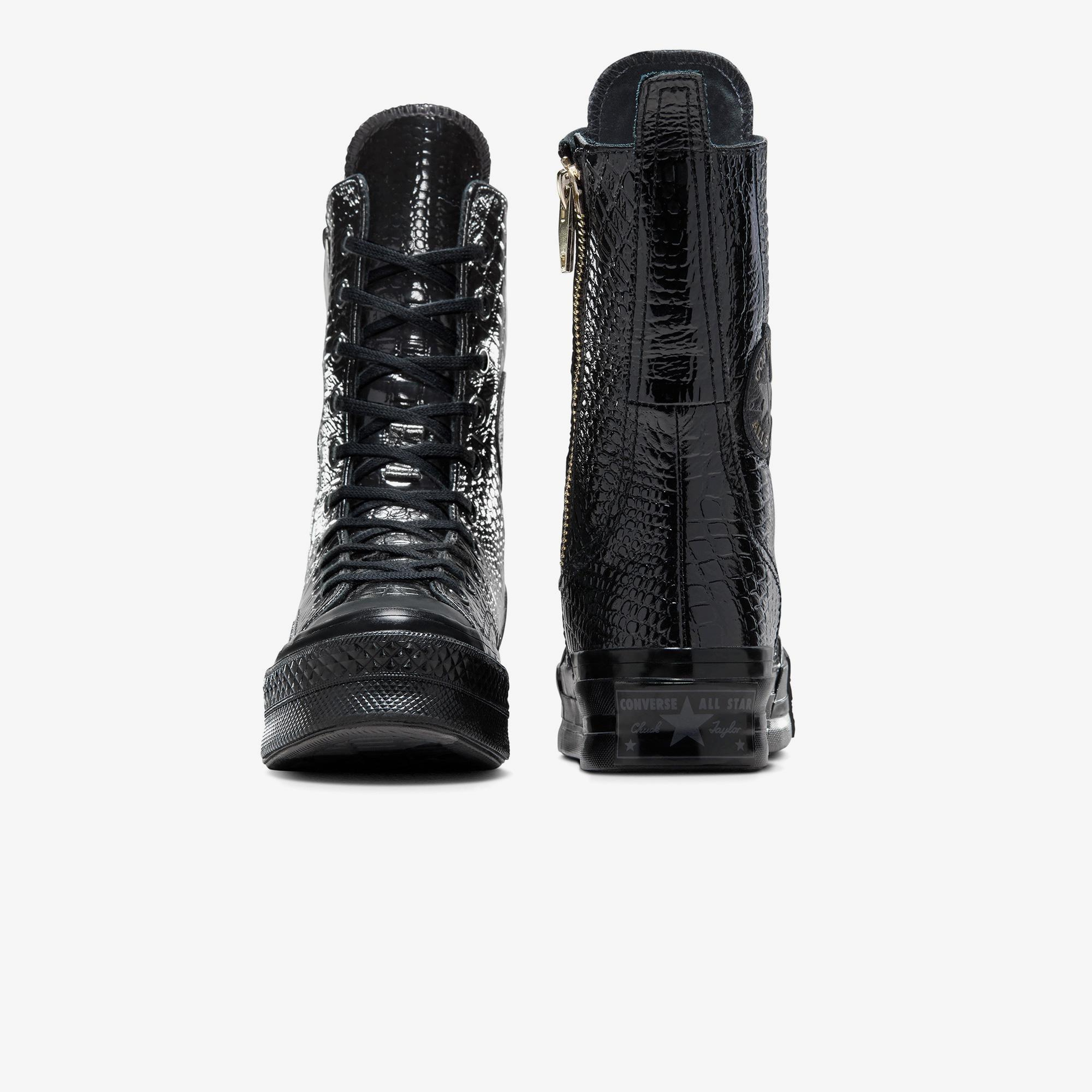 Converse Chuck 70 Plus XHi Unisex Siyah Deri Platform Sneaker