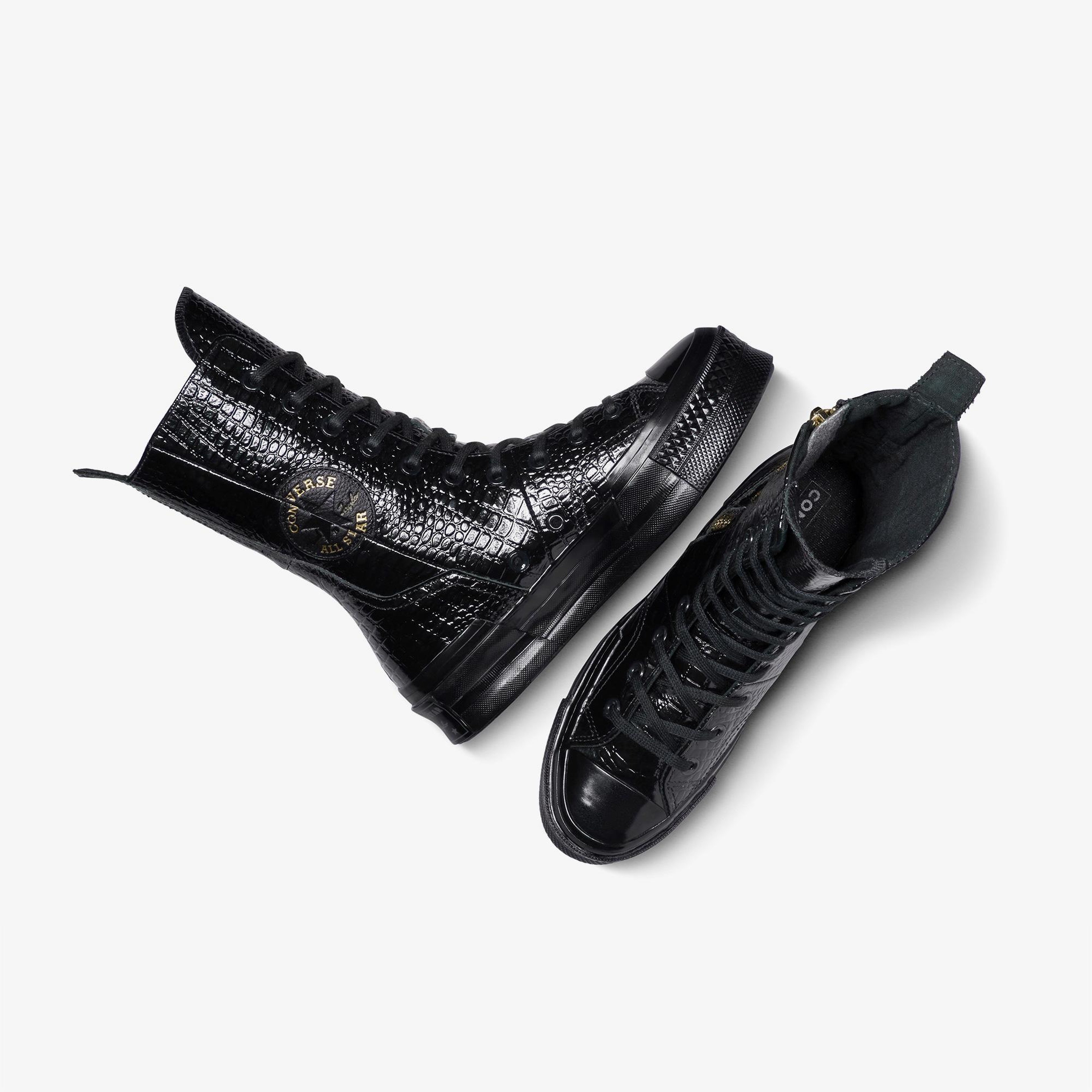 Converse Chuck 70 Plus XHi Unisex Siyah Deri Platform Sneaker