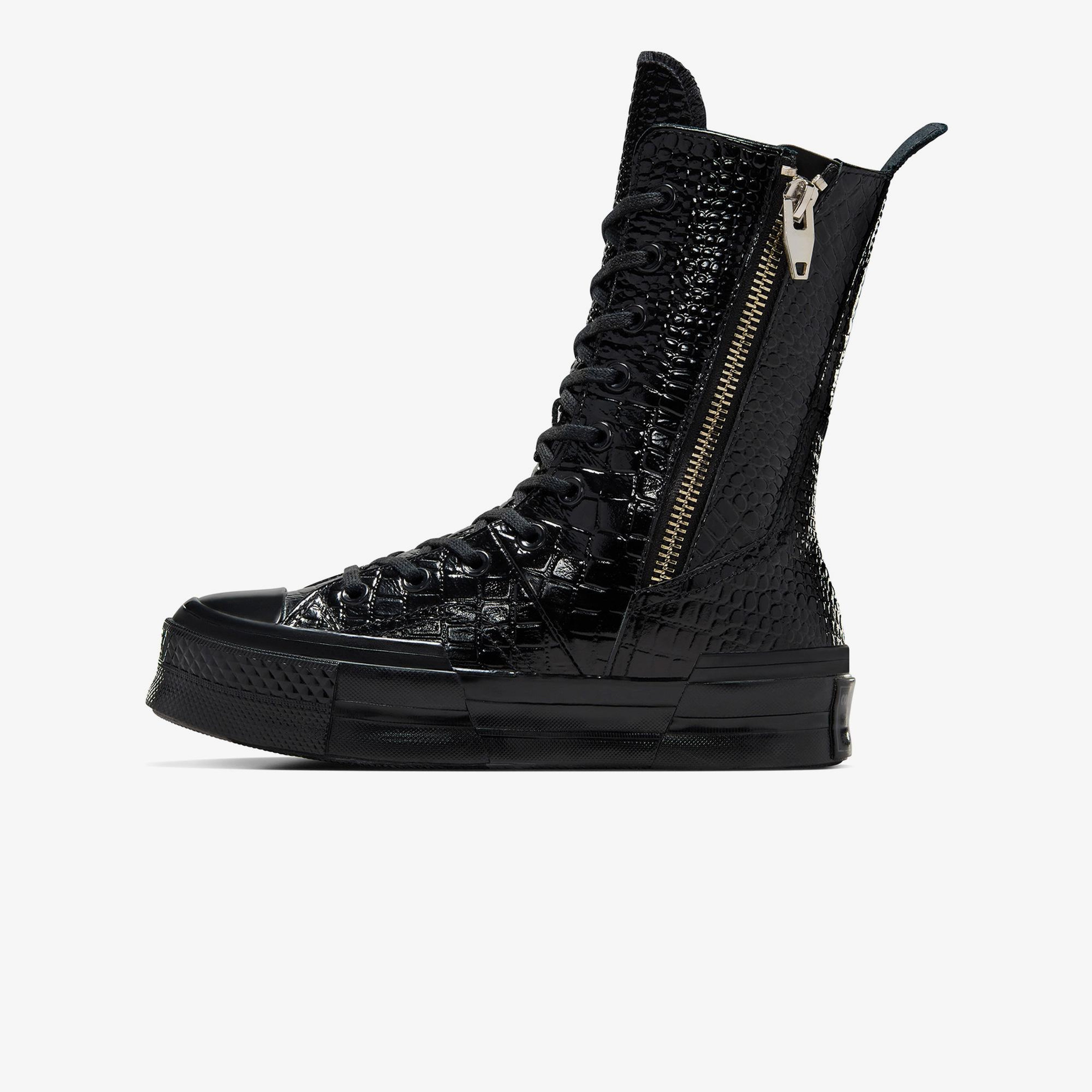 Converse Chuck 70 Plus XHi Unisex Siyah Deri Platform Sneaker