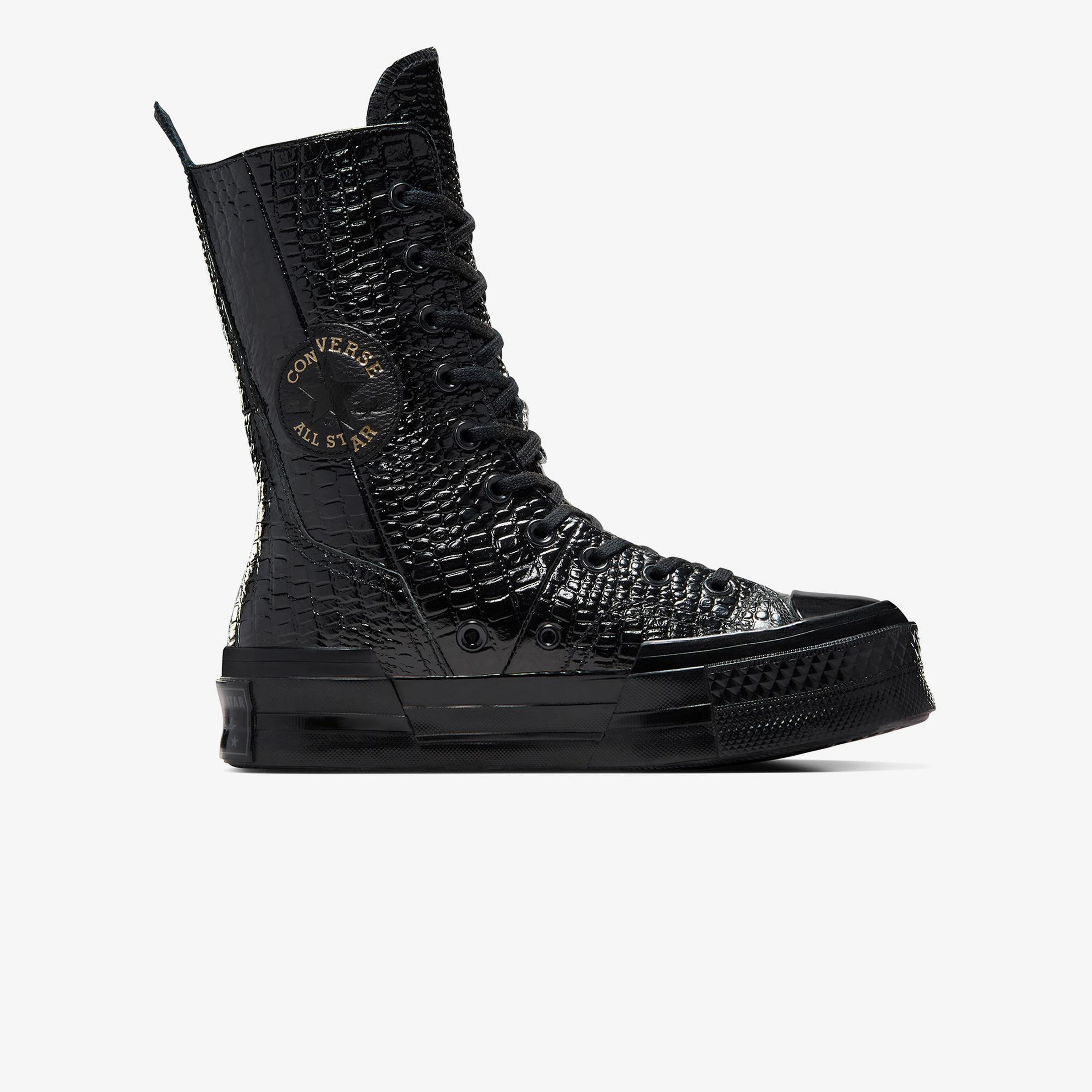 Converse Chuck 70 Plus XHi Unisex Siyah Deri Platform Sneaker