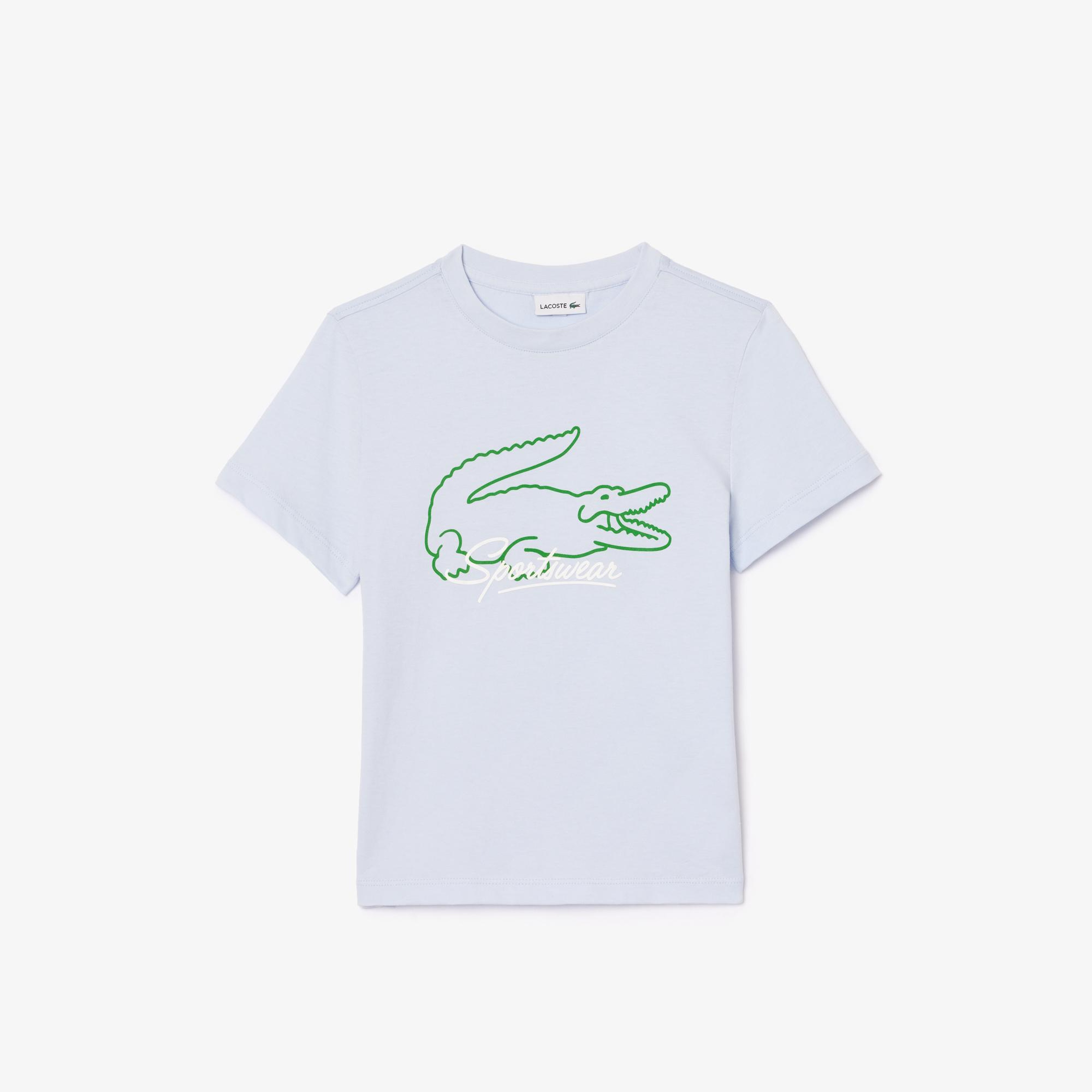 Lacoste Çocuk Bisiklet Yaka Baskılı Mavi T-Shirt