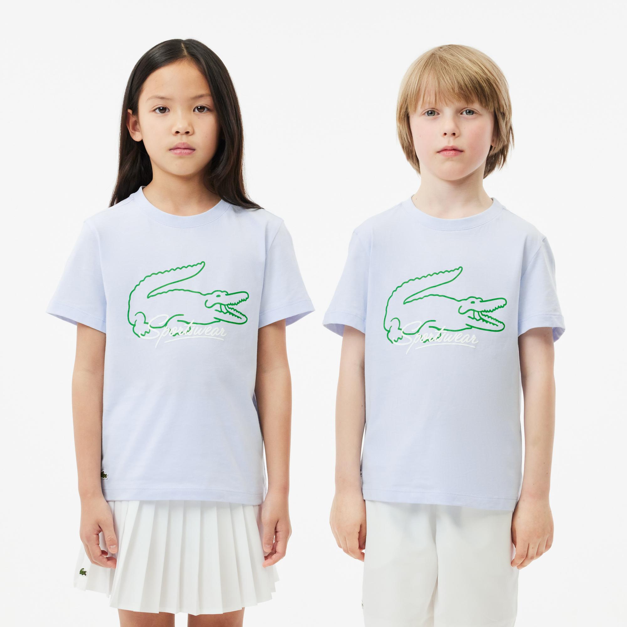 Lacoste Çocuk Bisiklet Yaka Baskılı Mavi T-Shirt