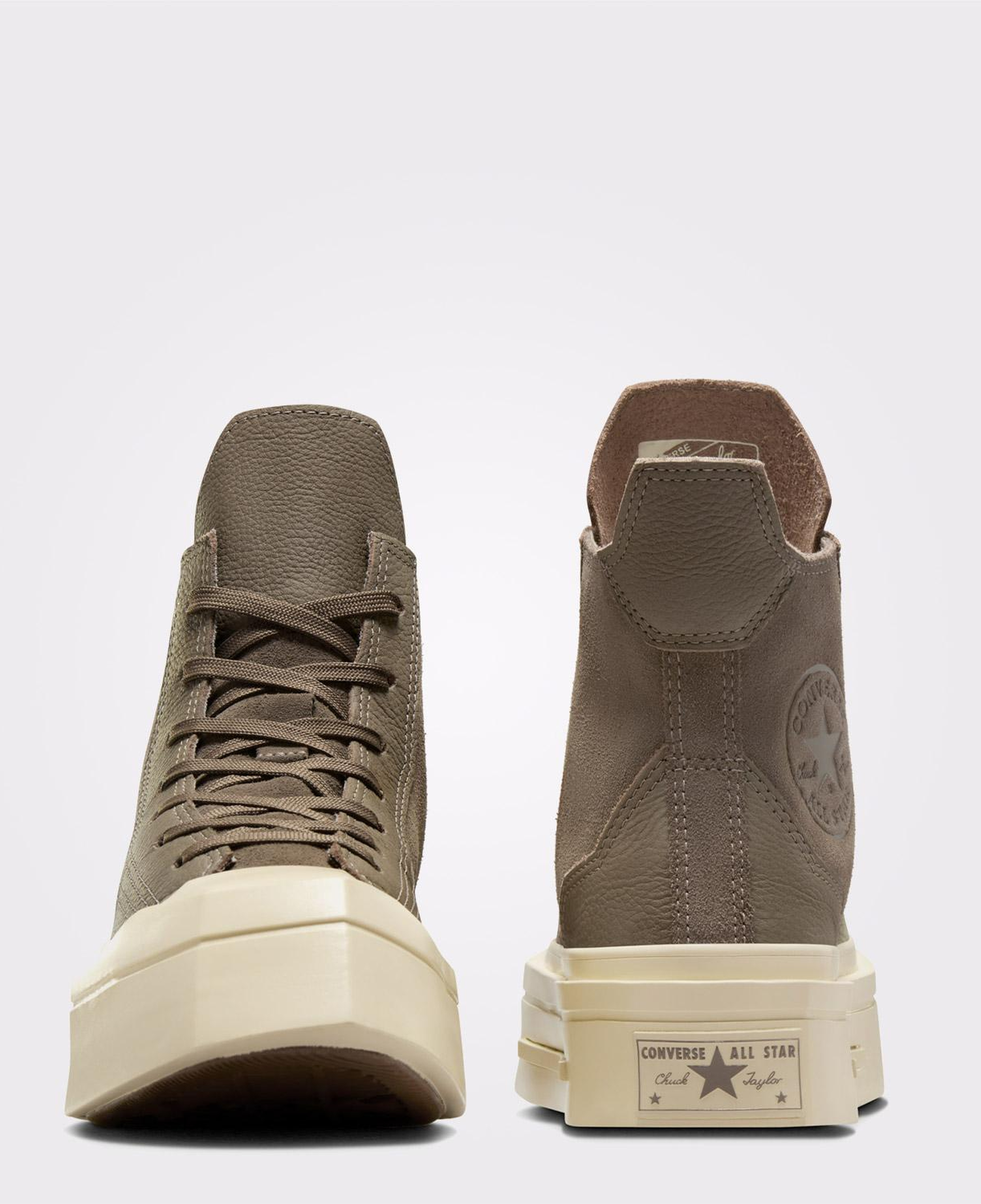 Converse Chuck 70 De Luxe Squared Unisex Haki Deri Platform Sneaker