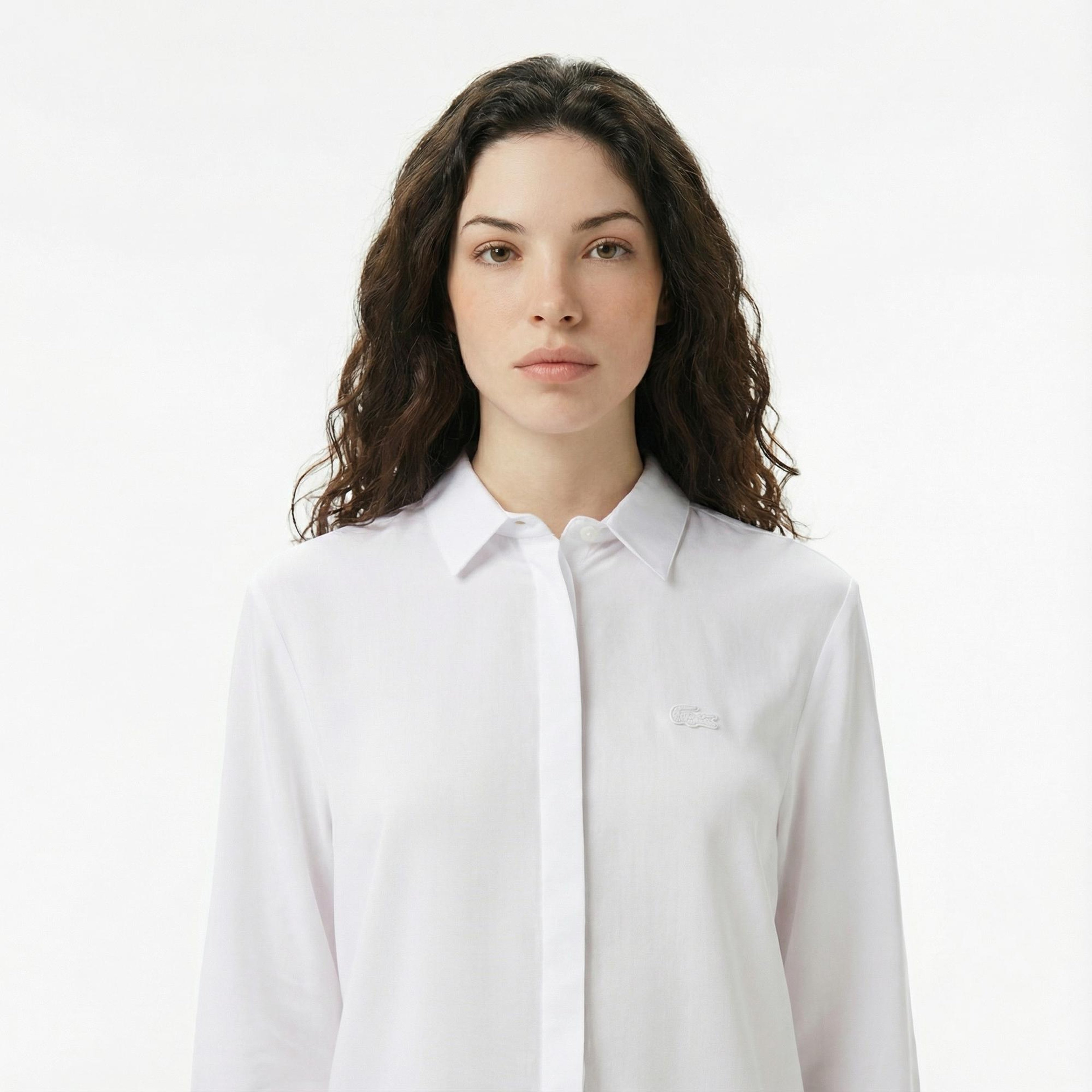 Lacoste Kadın Regular Fit Yarım Kol Beyaz Gömlek