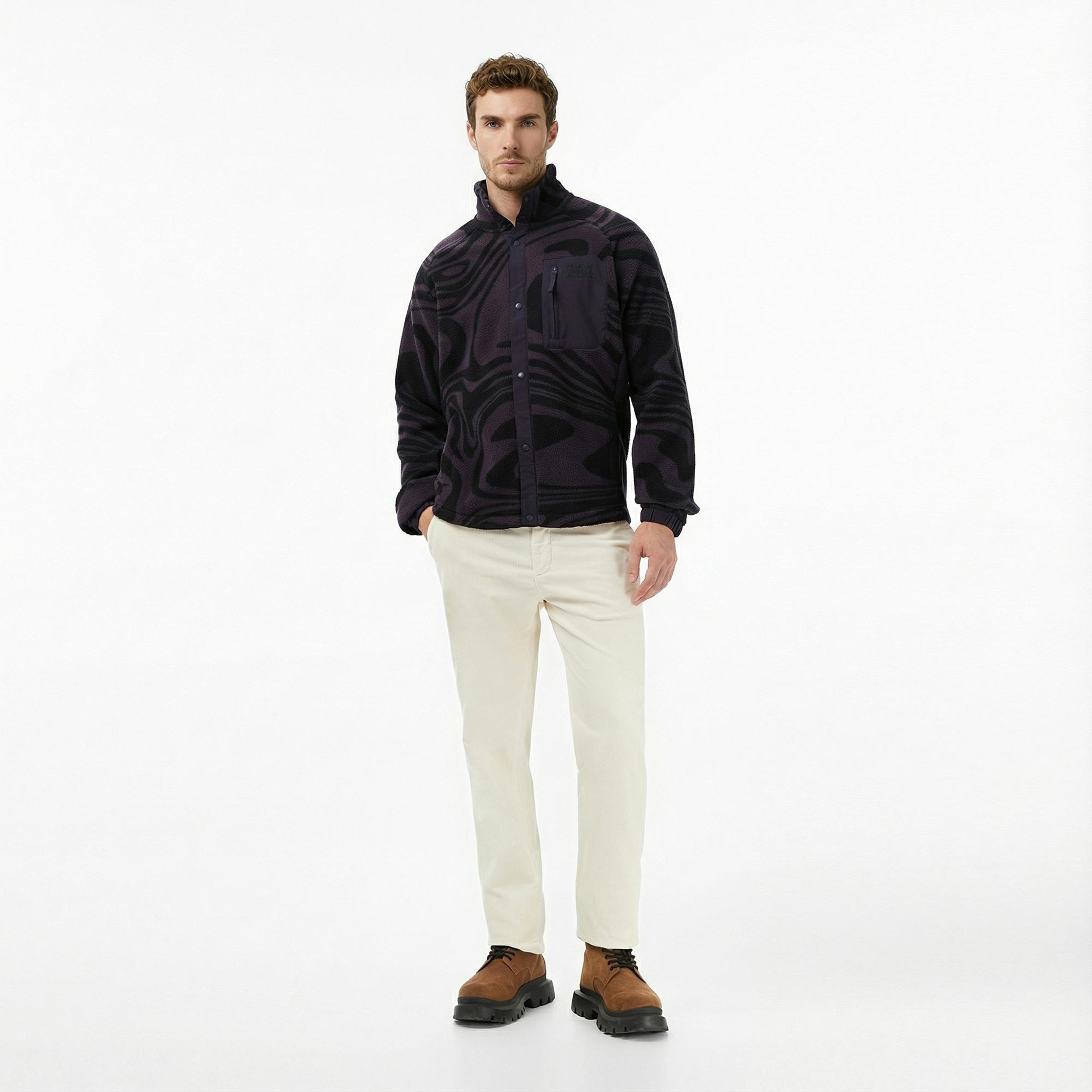 Helly Hansen Panorama Printed Pile Snap Erkek Siyah Ceket