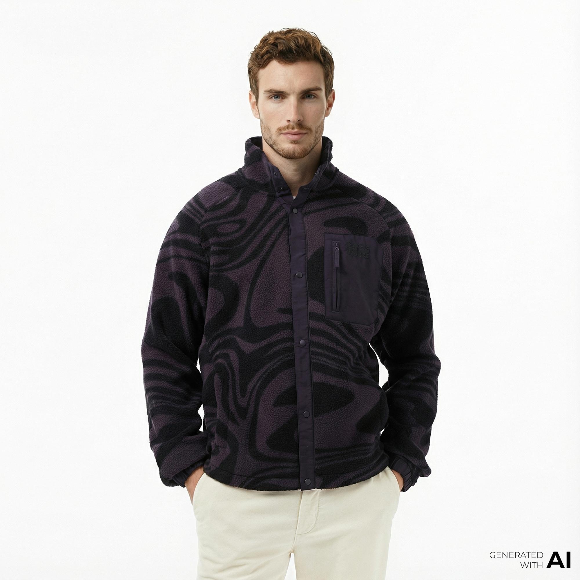 Helly Hansen Panorama Printed Pile Snap Erkek Siyah Ceket