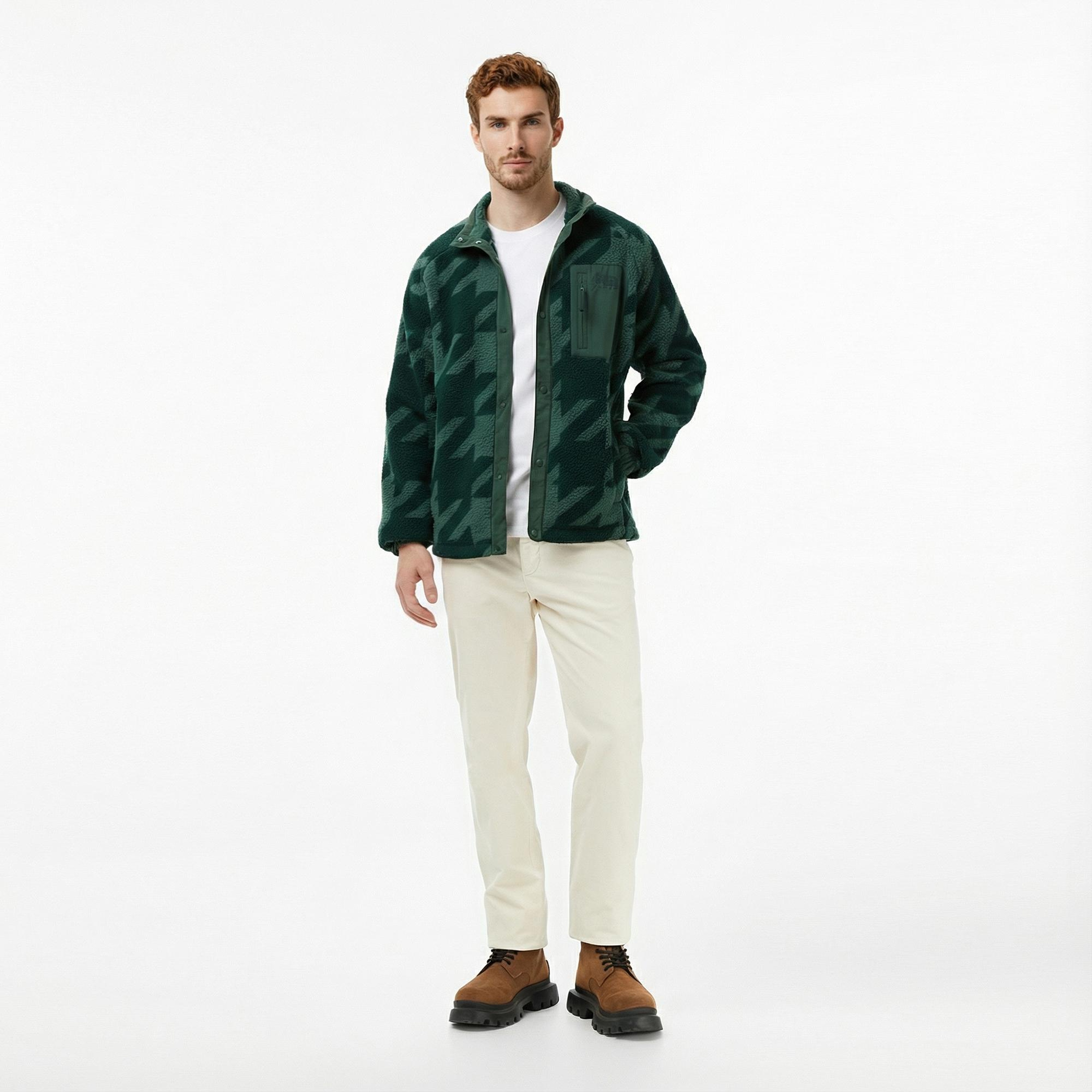 Helly Hansen Panorama Printed Pile Snap Erkek Yeşil Ceket