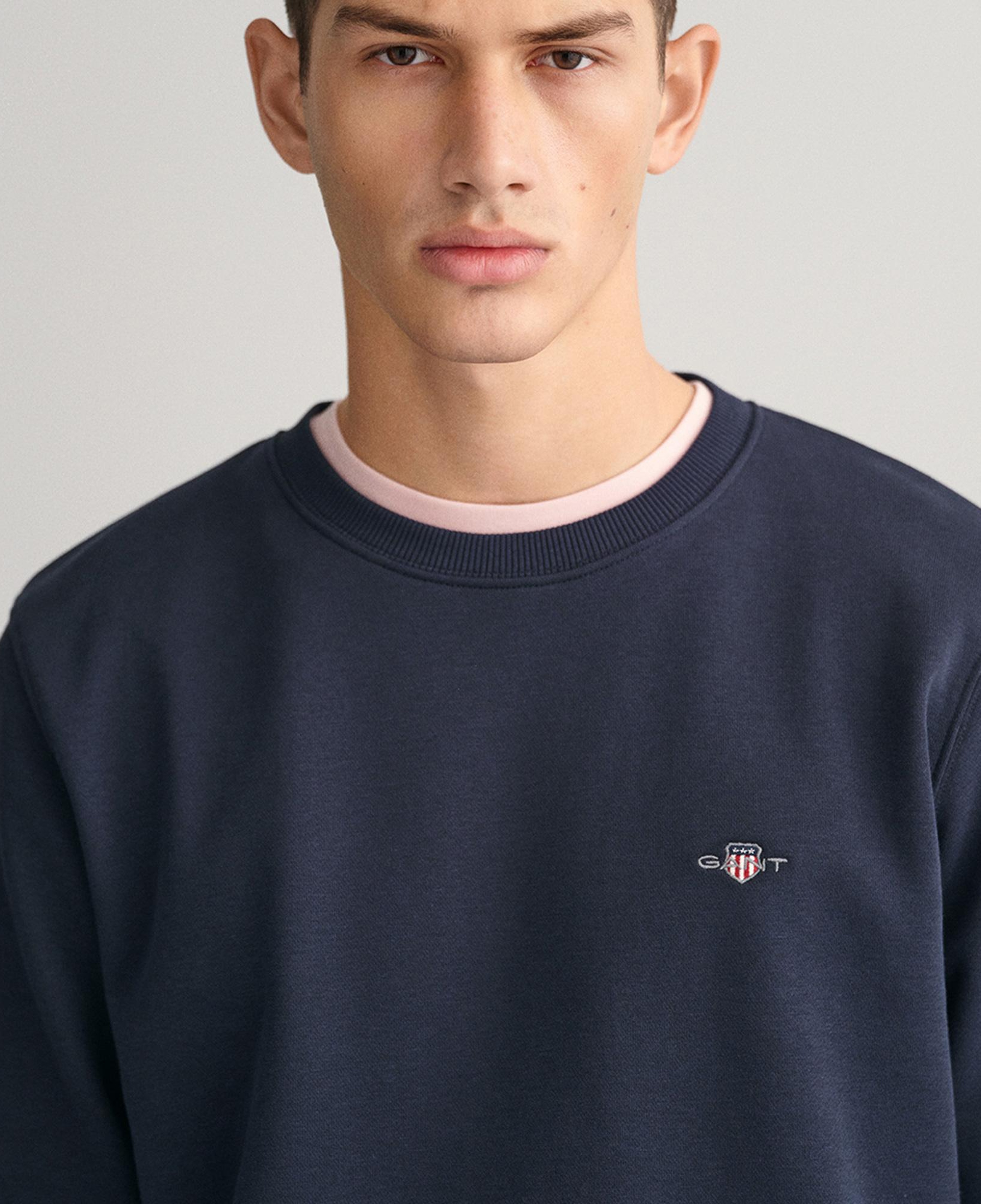 Gant Erkek Lacivert Regular Fit Bisiklet Yaka Sweatshirt