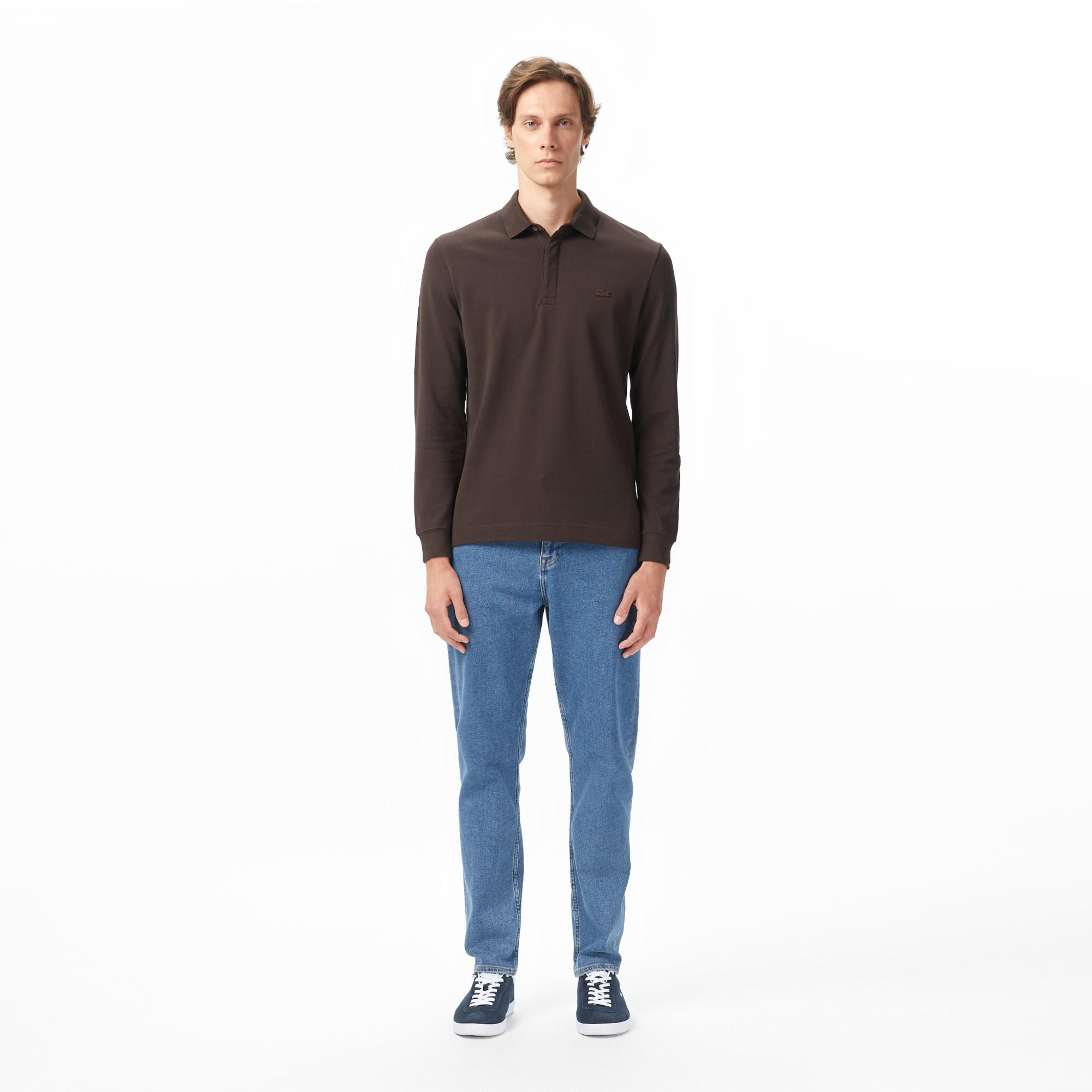 Lacoste Paris Erkek Regular Fit Uzun Kollu Kahverengi Polo