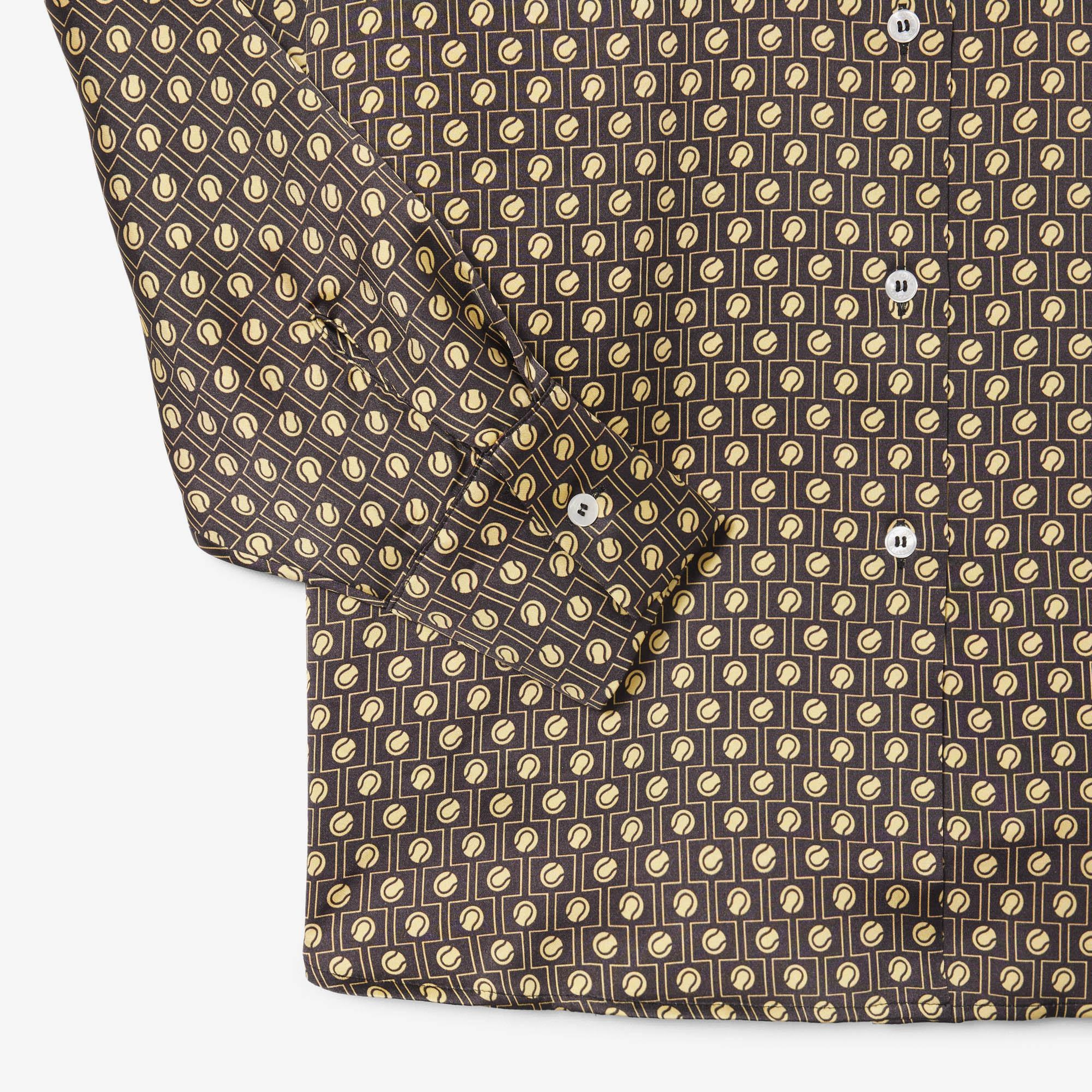 Lacoste Kadın Oversize Fit Desenli Kahverengi Gömlek