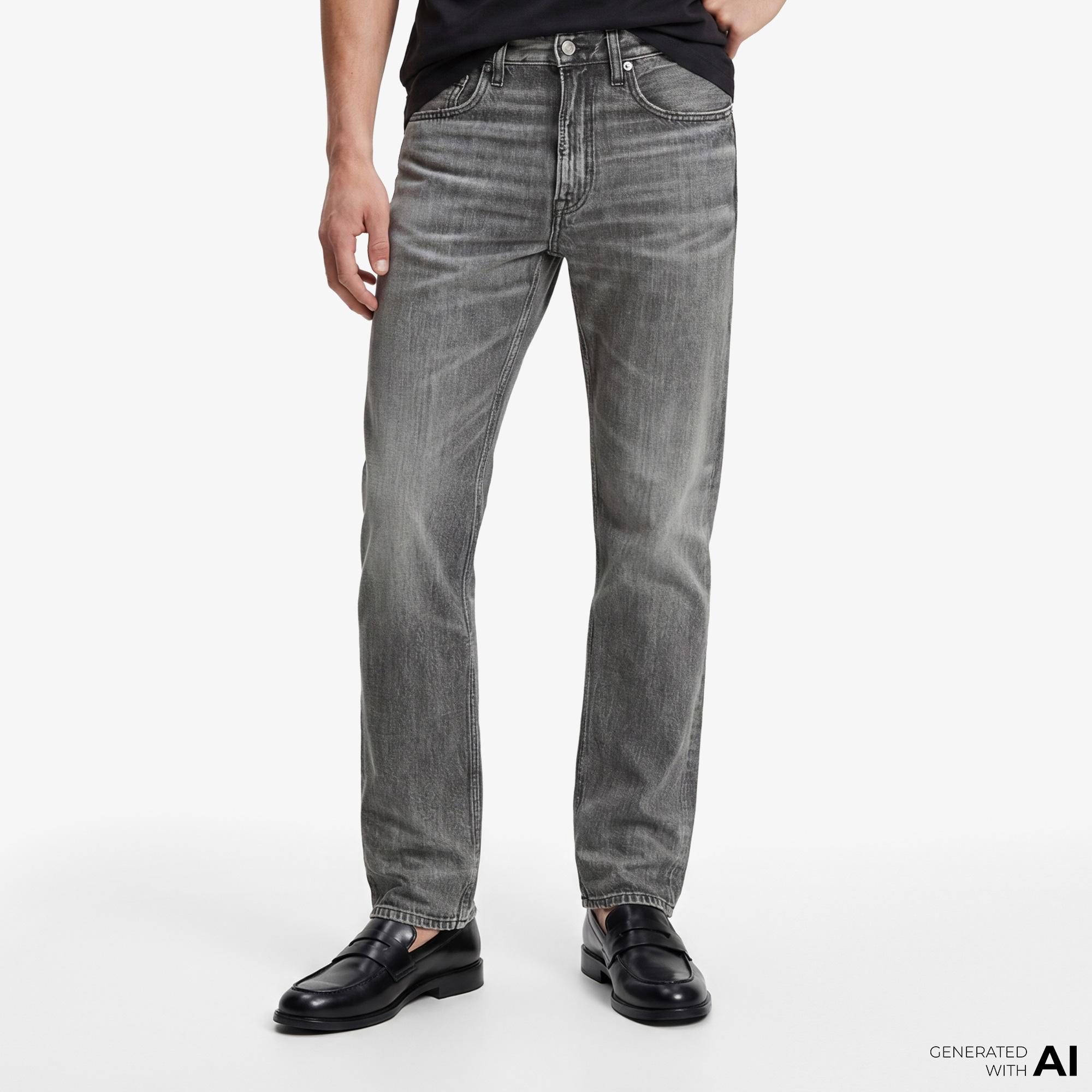 Calvin Klein 90S Straight Meteorite Tencel Erkek Gri Jean