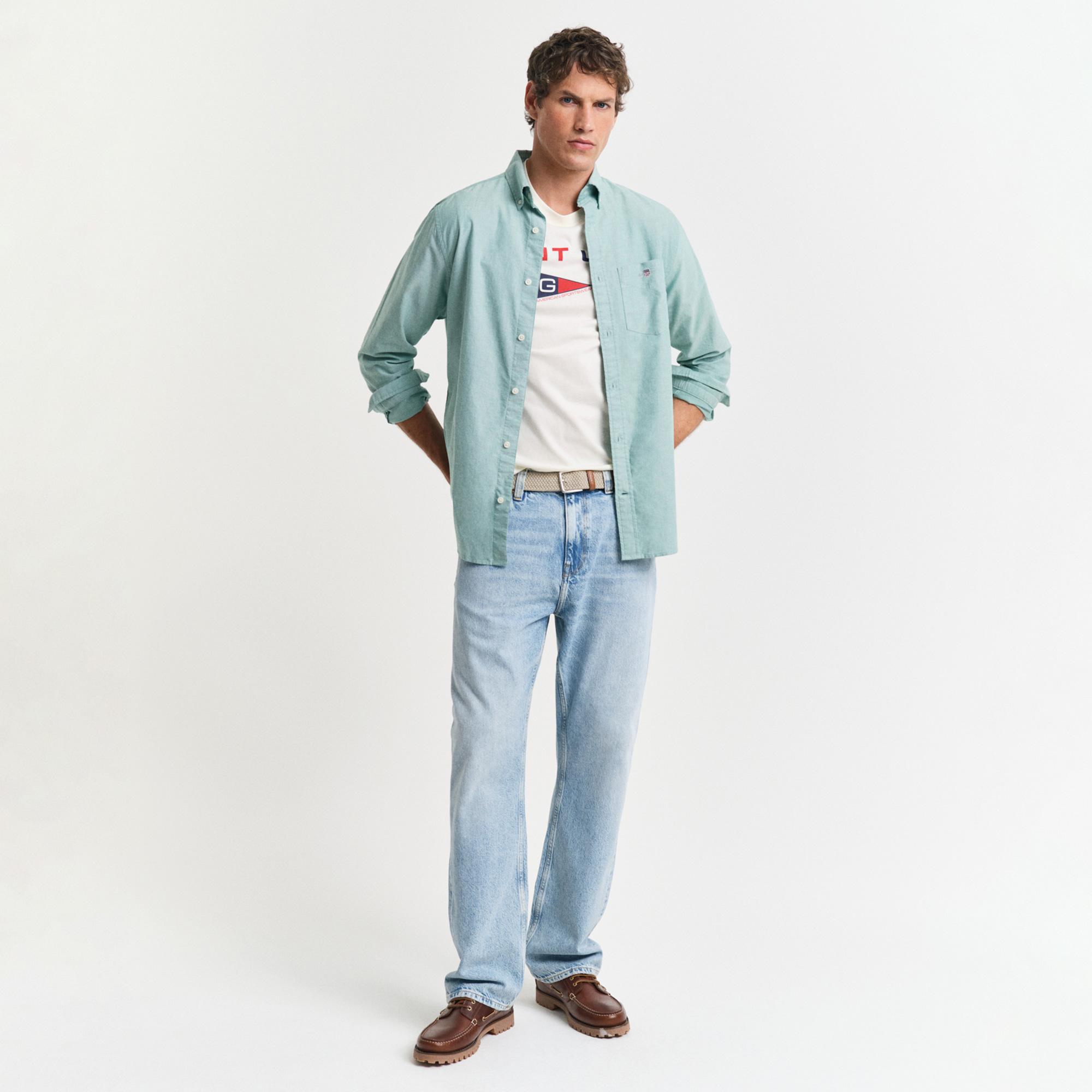 GANT Erkek Krem Regular Fit Bisiklet Yaka Logolu T-Shirt