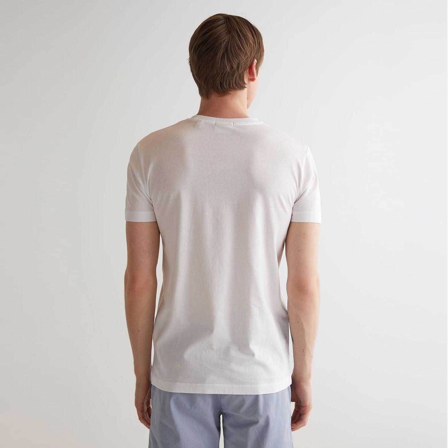 Gant Erkek Beyaz Slim Fit Bisiklet Yaka Logolu T-Shirt