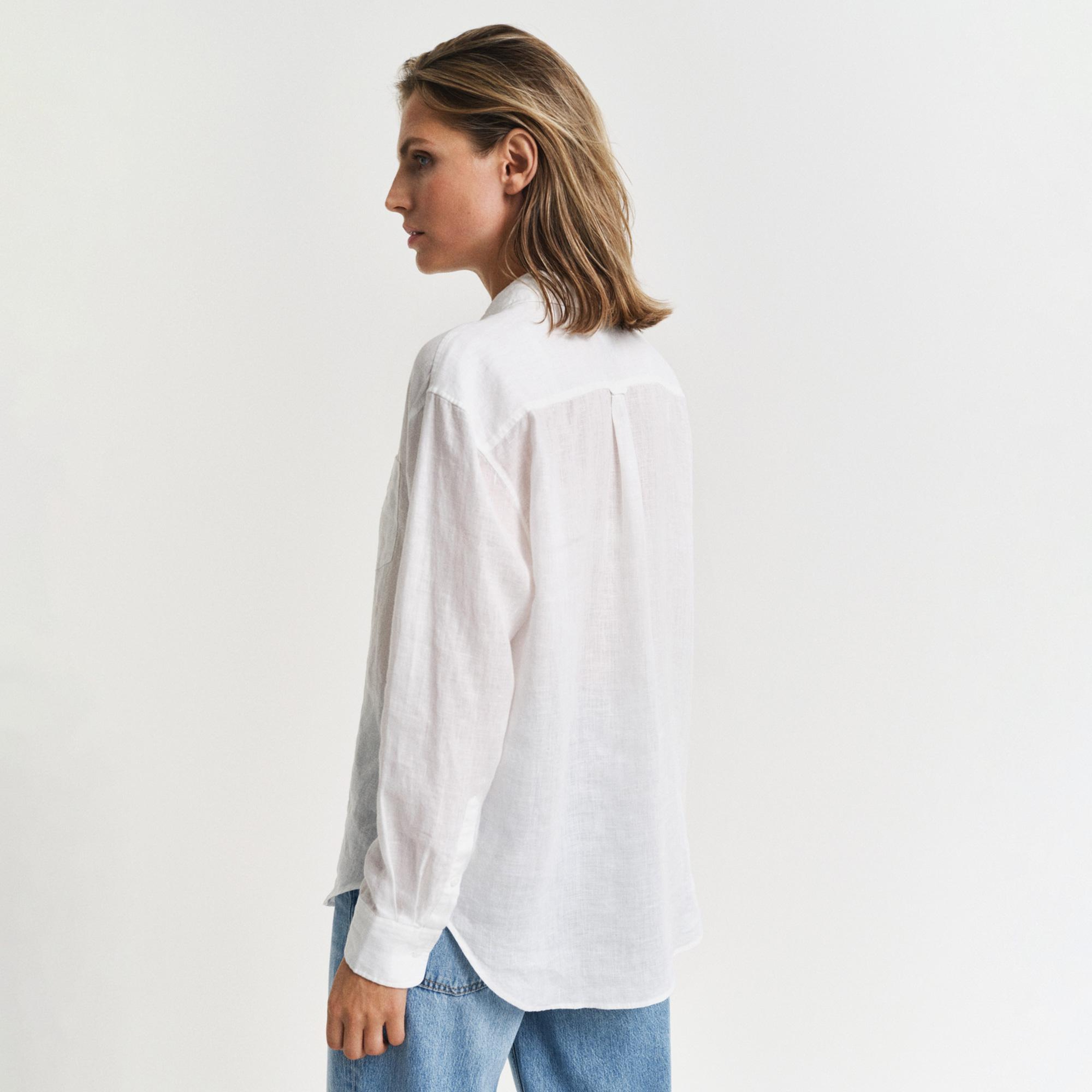 GANT Kadın Beyaz Relaxed Fit Klasik Yaka Gömlek