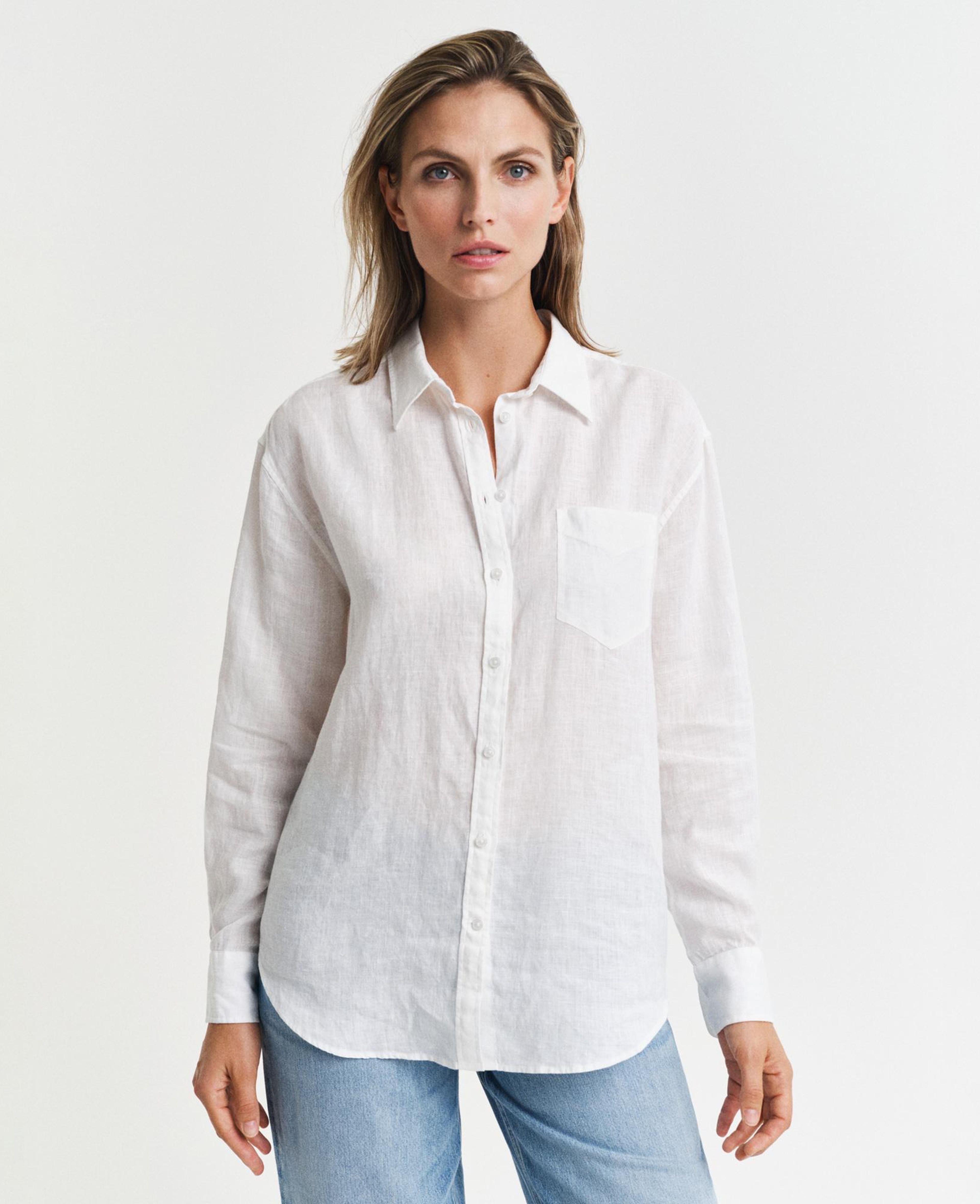 GANT Kadın Beyaz Relaxed Fit Klasik Yaka Gömlek