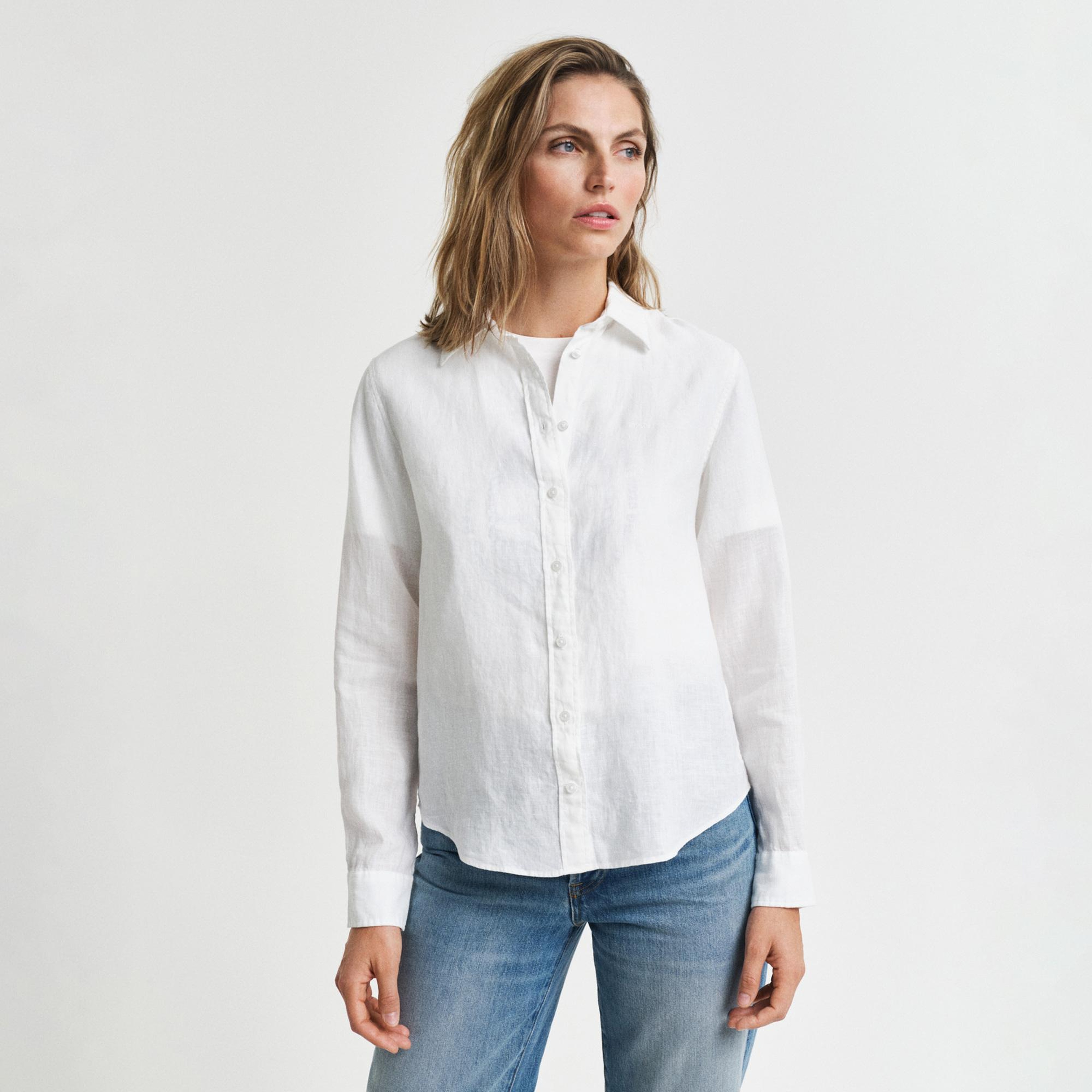 GANT Kadın Beyaz Regular Fit Klasik Yaka Gömlek