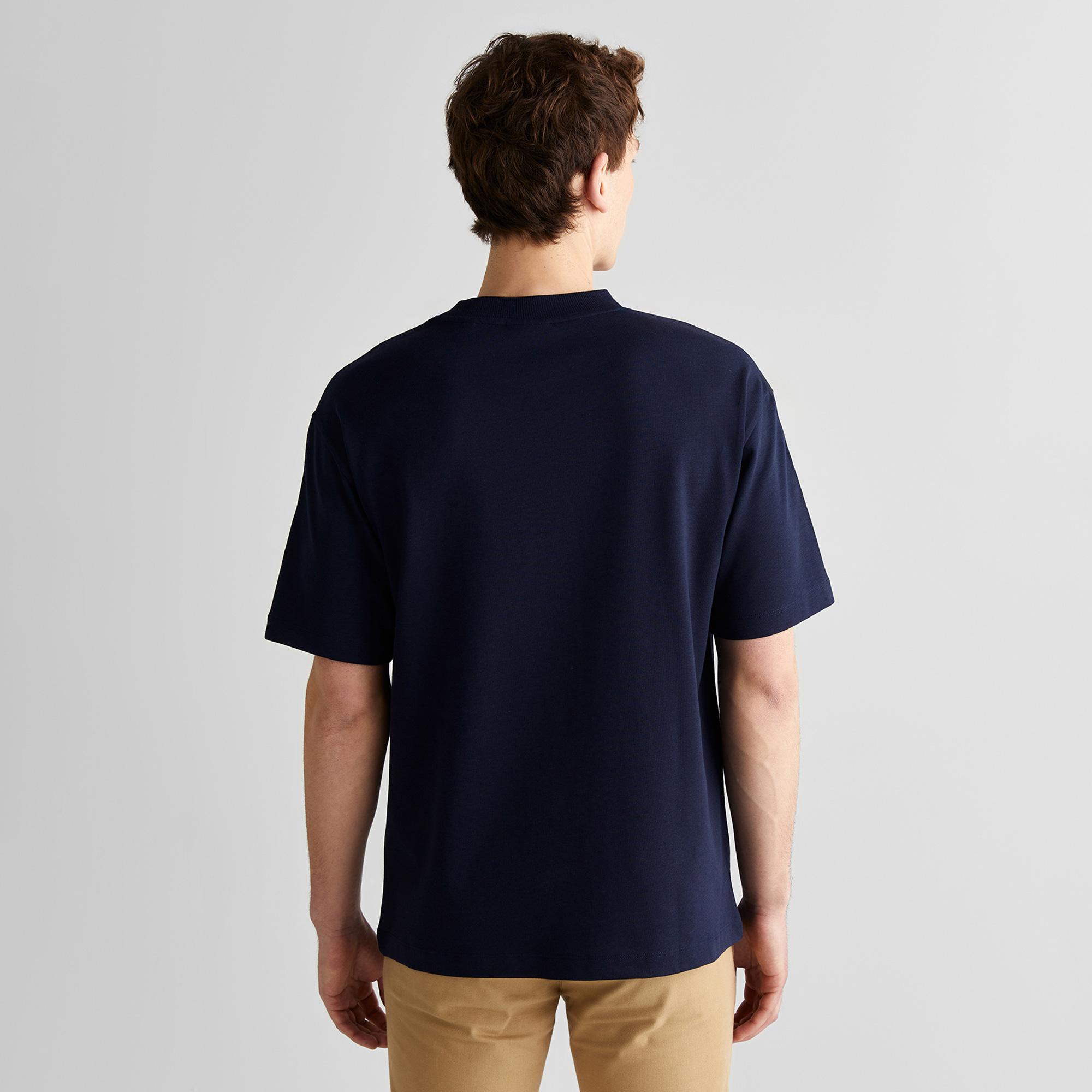 Gant Erkek Lacivert Relaxed Fit Bisiklet Yaka Logolu T-Shirt