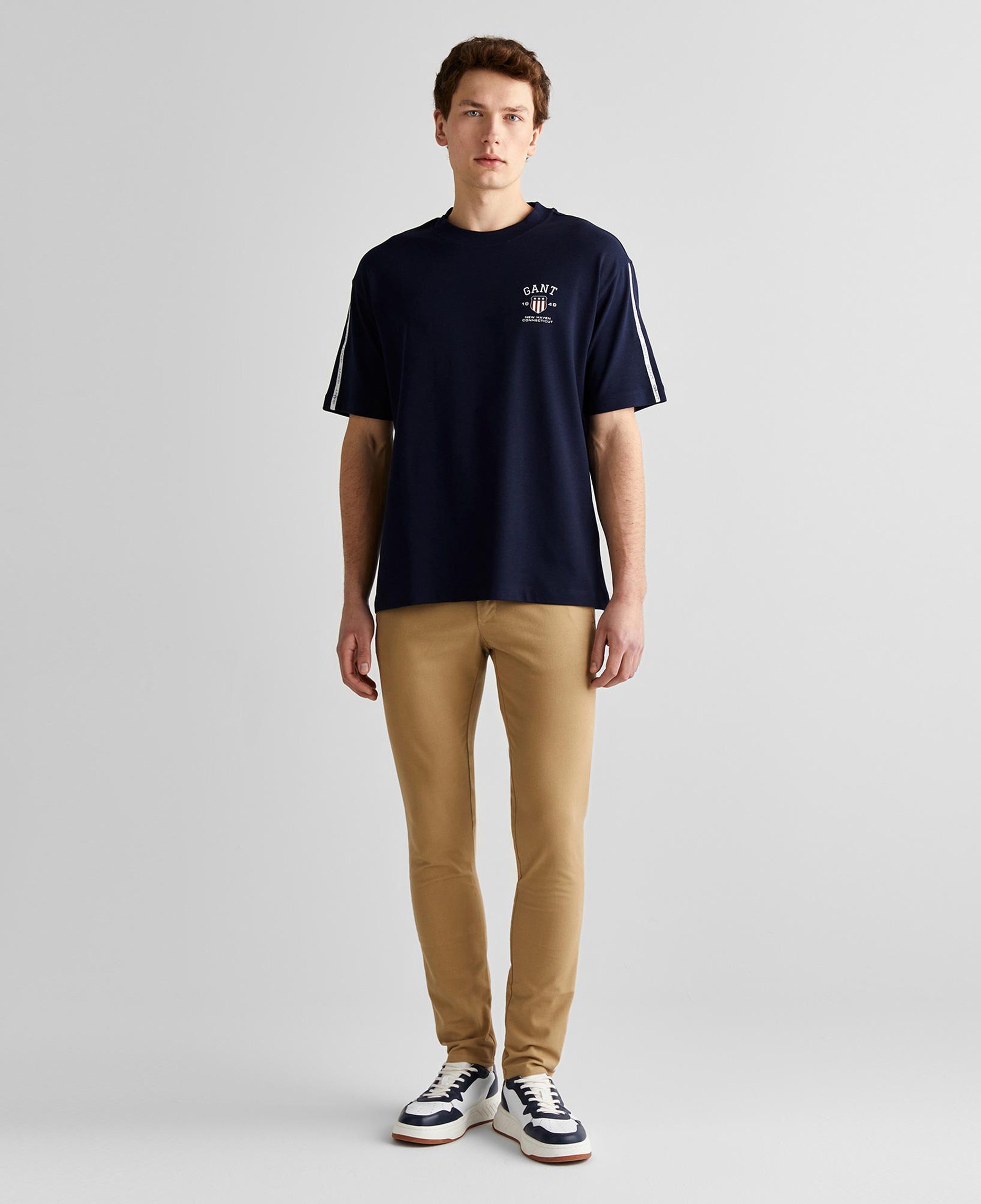Gant Erkek Lacivert Relaxed Fit Bisiklet Yaka Logolu T-Shirt