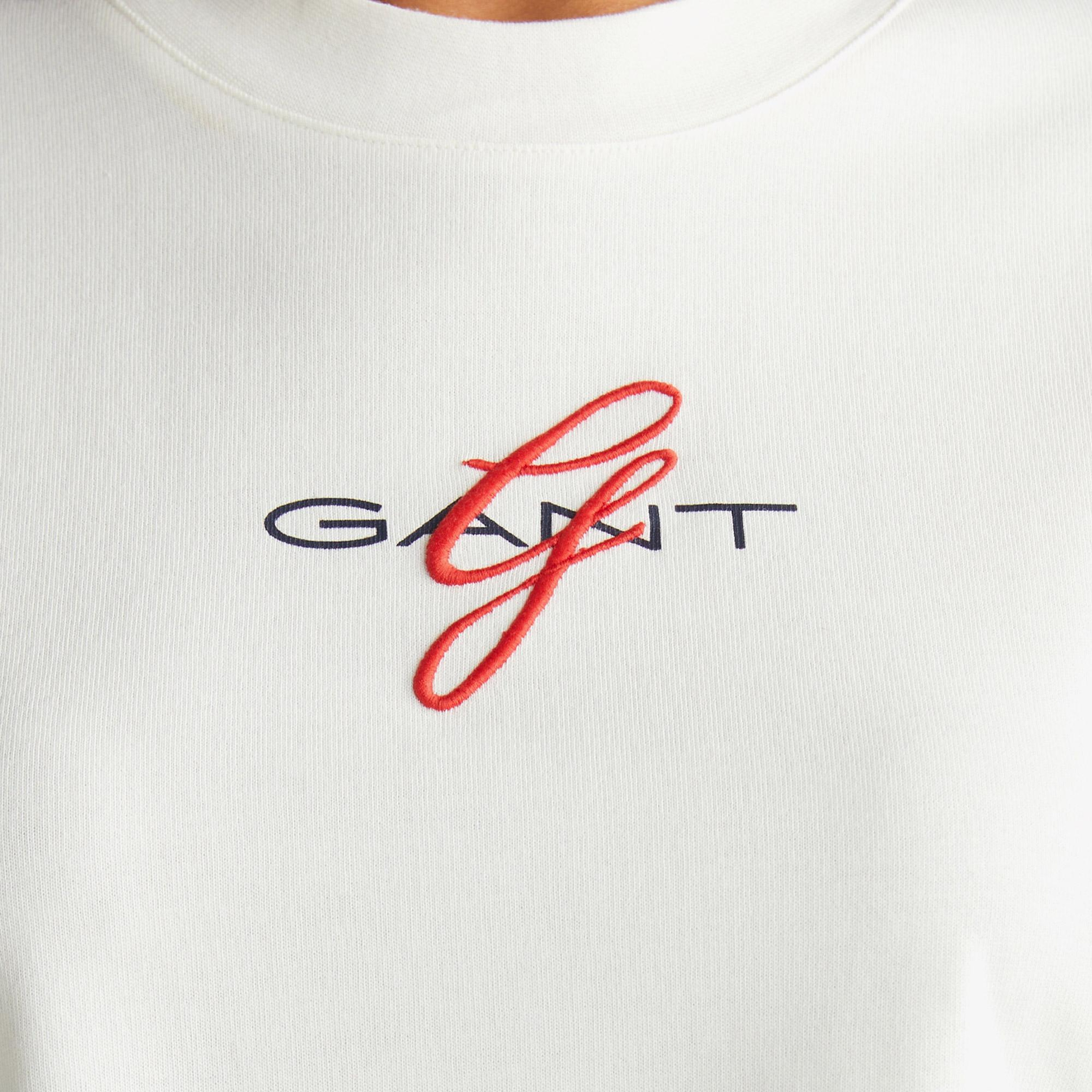 Gant Kadın Krem Bisiklet Yaka Logolu T-Shirt