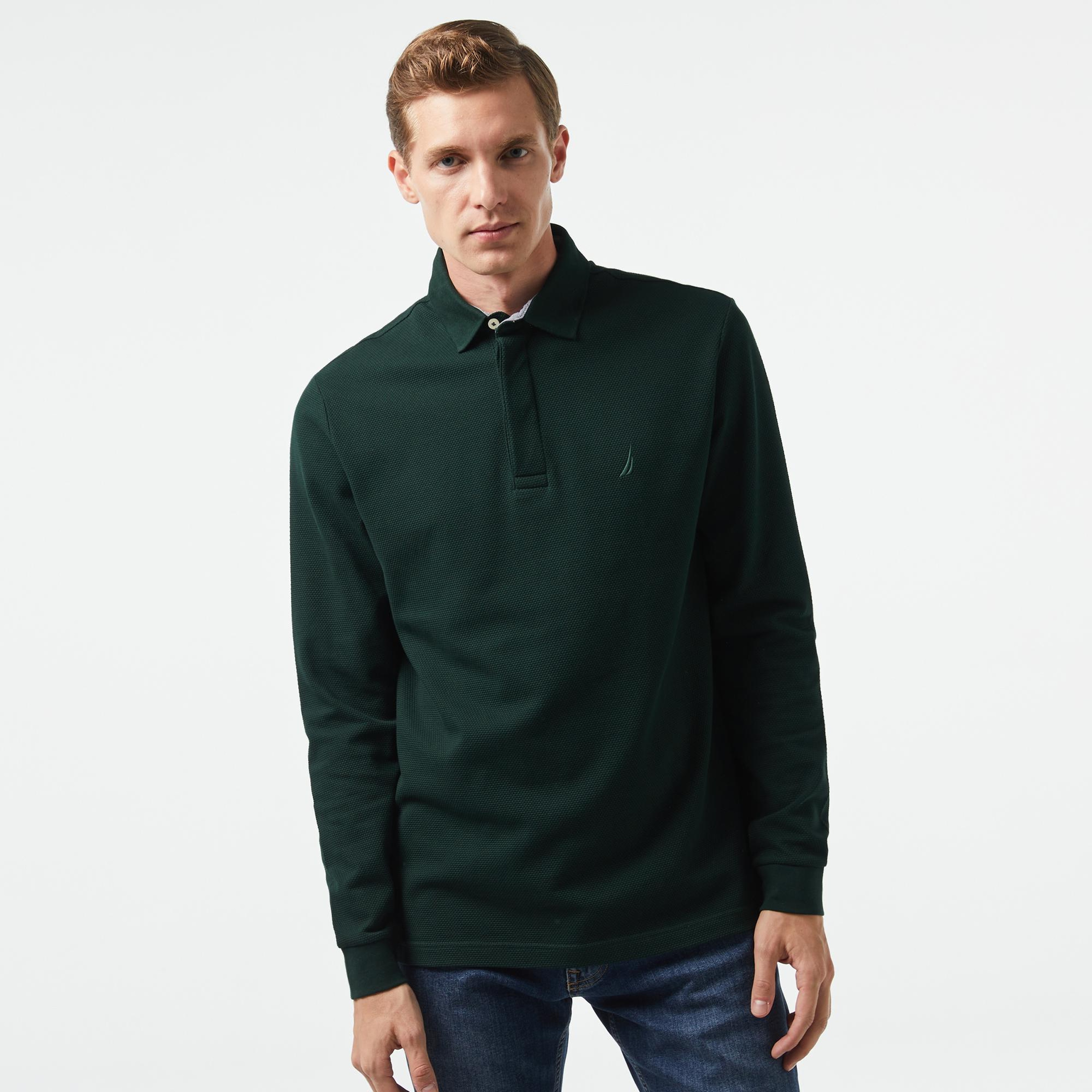Nautica Erkek Yeşil Slim Fit Uzun Kollu Polo Yaka T-Shirt