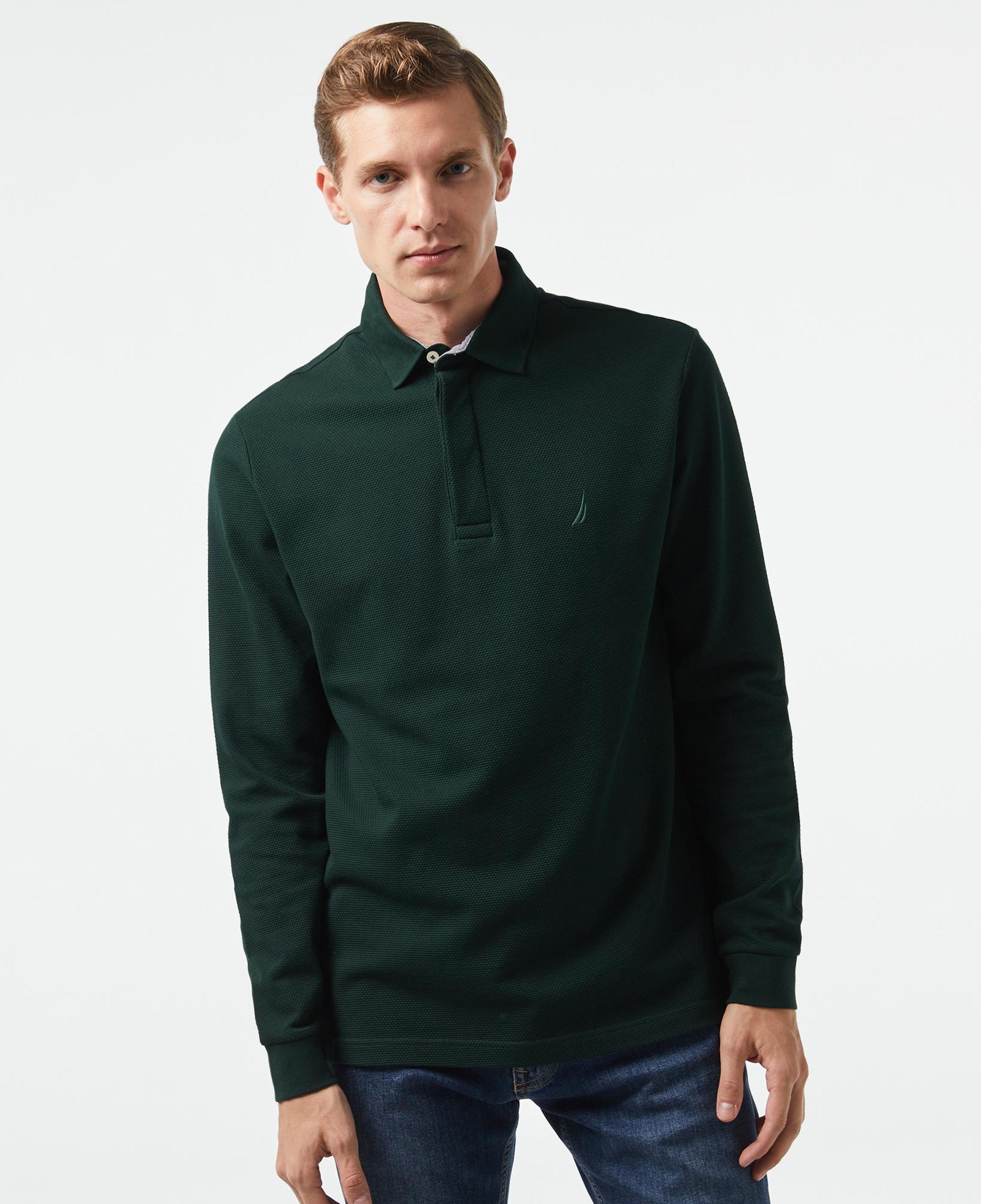 Nautica Erkek Yeşil Slim Fit Uzun Kollu Polo Yaka T-Shirt