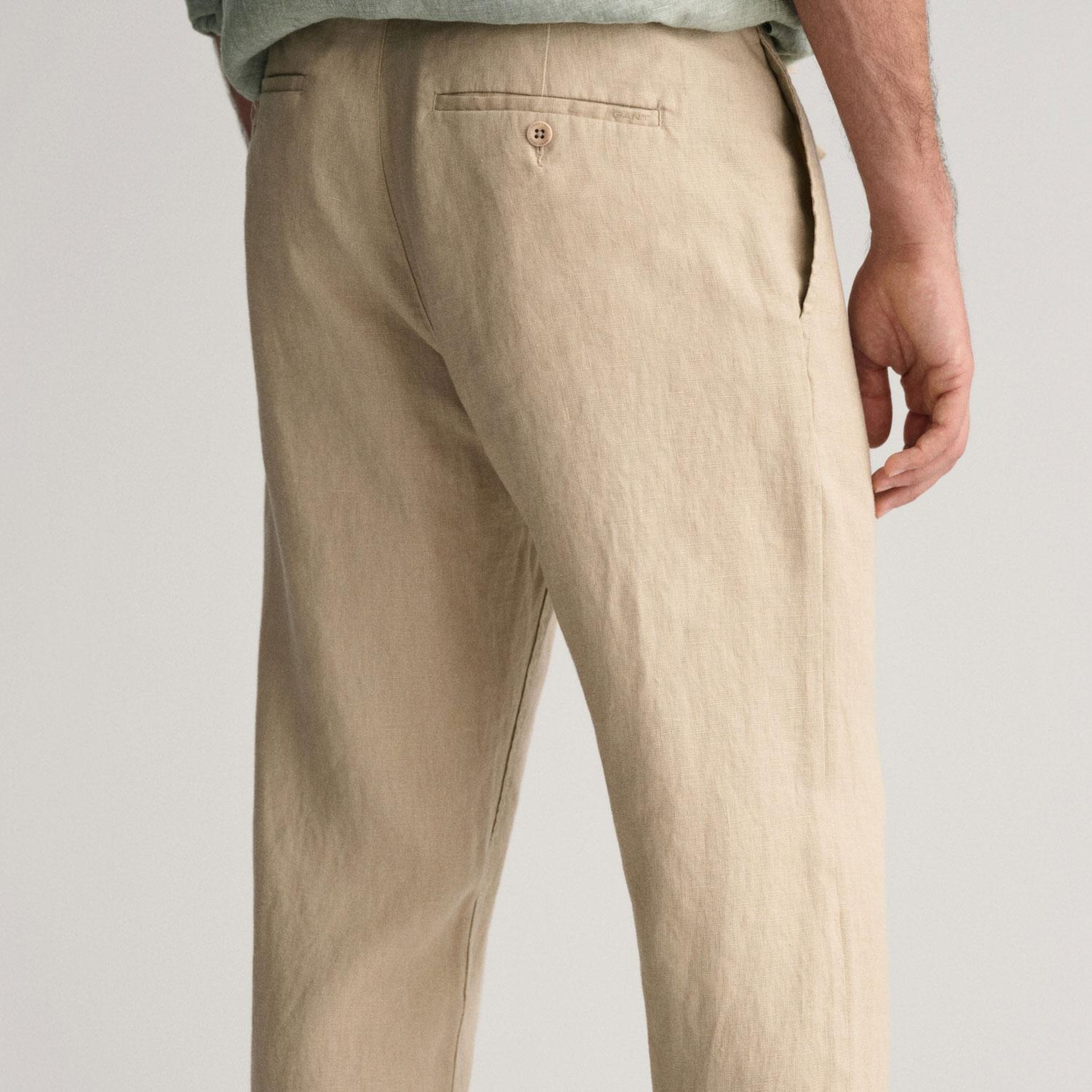 Gant Erkek Bej Relaxed Fit Keten Pantolon