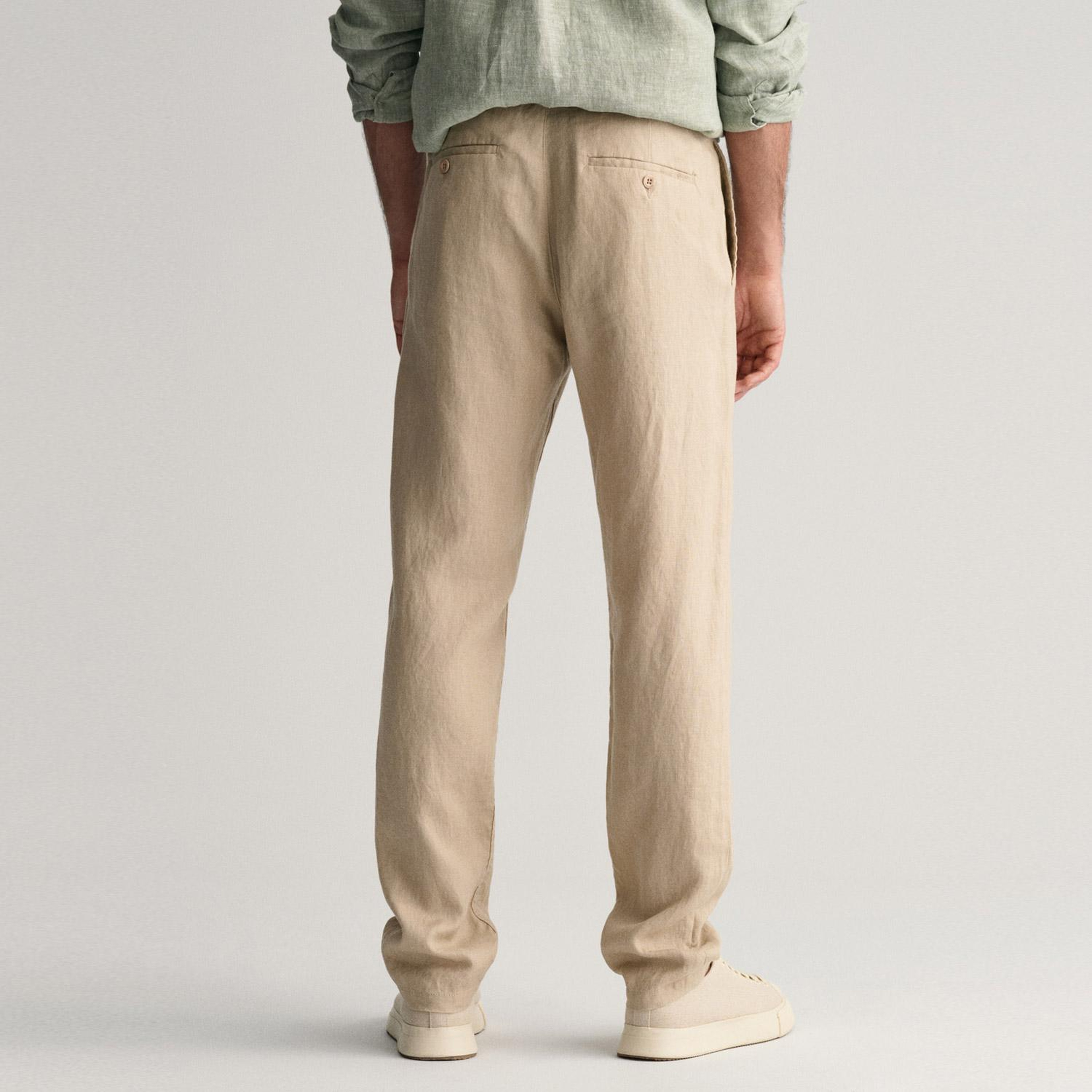 Gant Erkek Bej Relaxed Fit Keten Pantolon