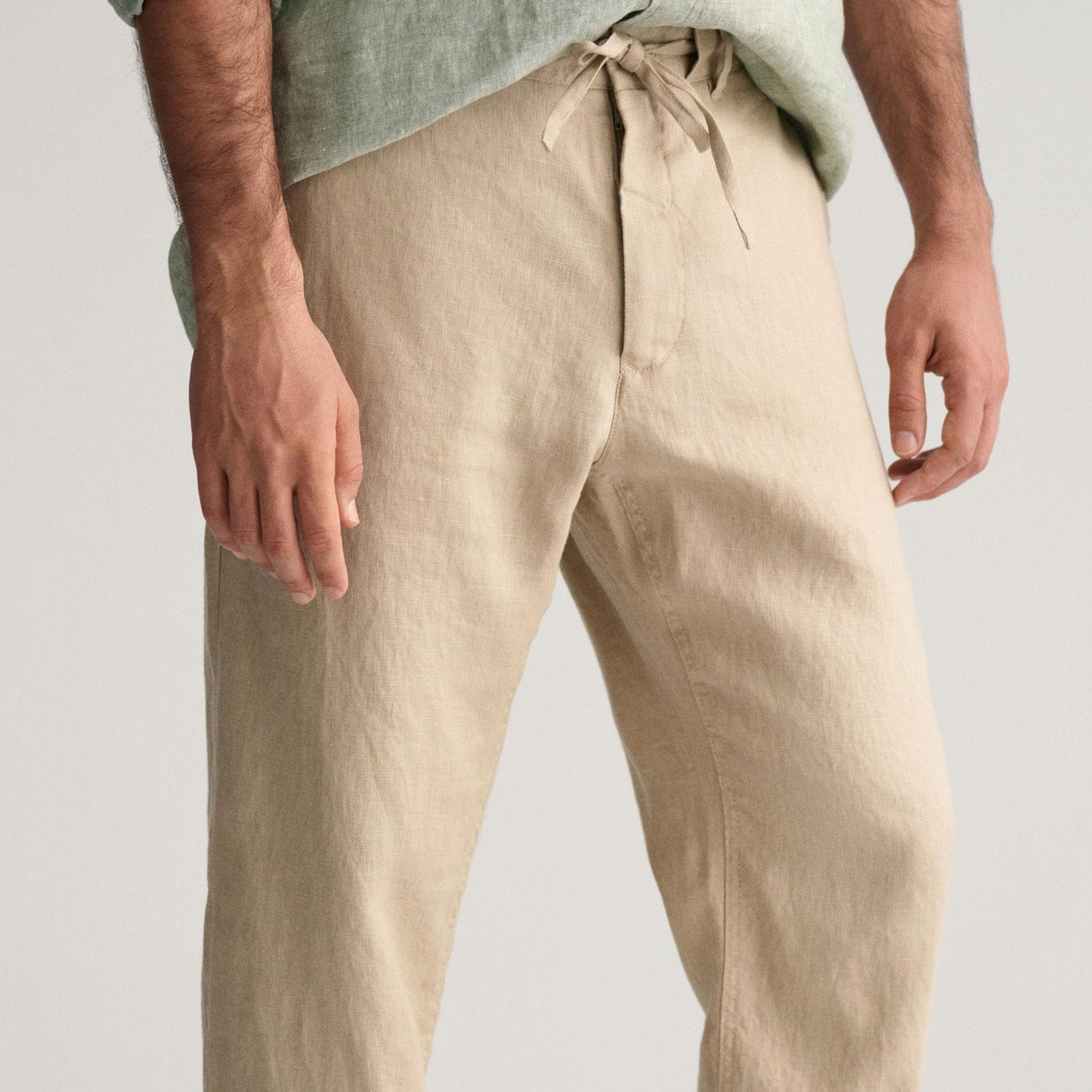 Gant Erkek Bej Relaxed Fit Keten Pantolon
