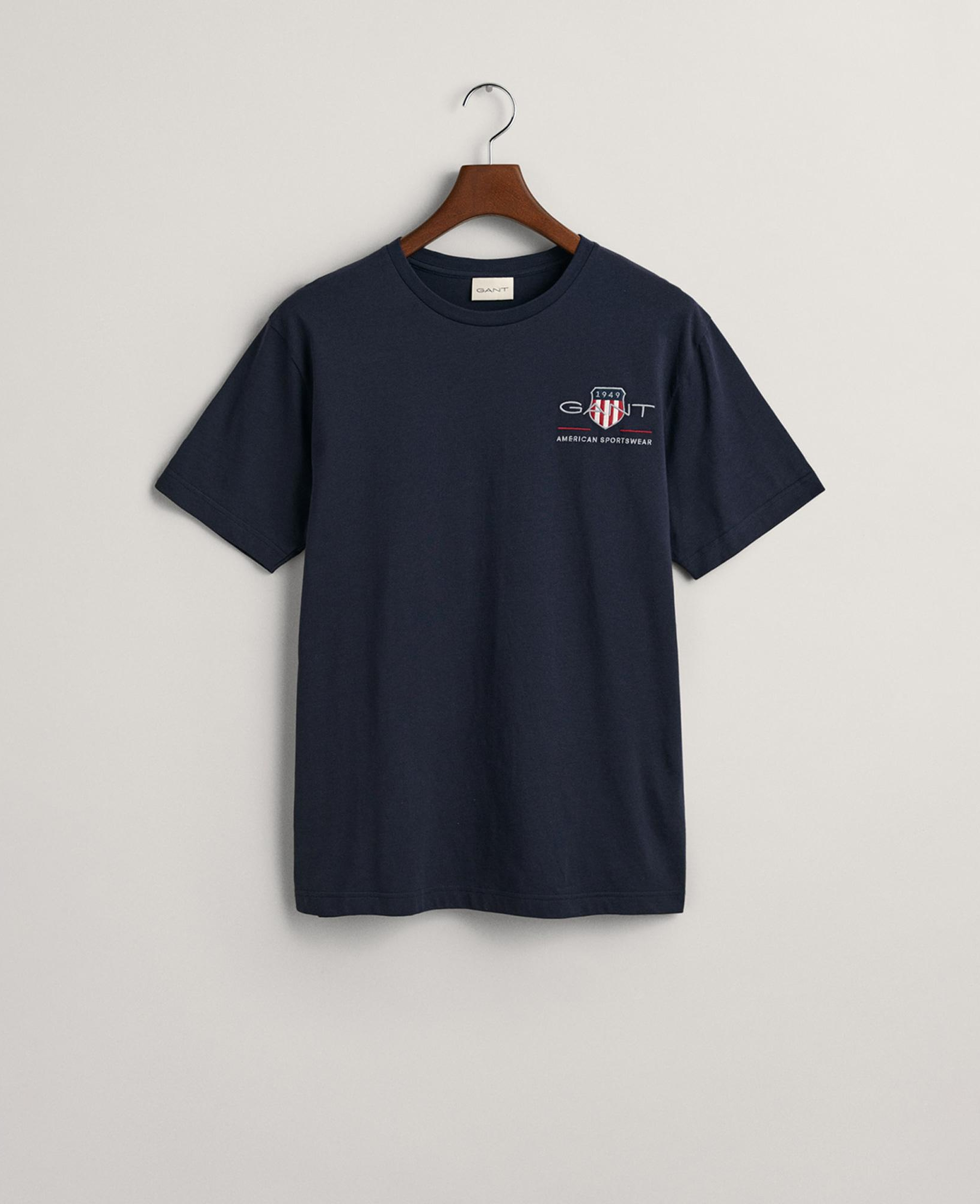 Gant Erkek Lacivert Regular Fit Bisiklet Yaka Logolu T-Shirt