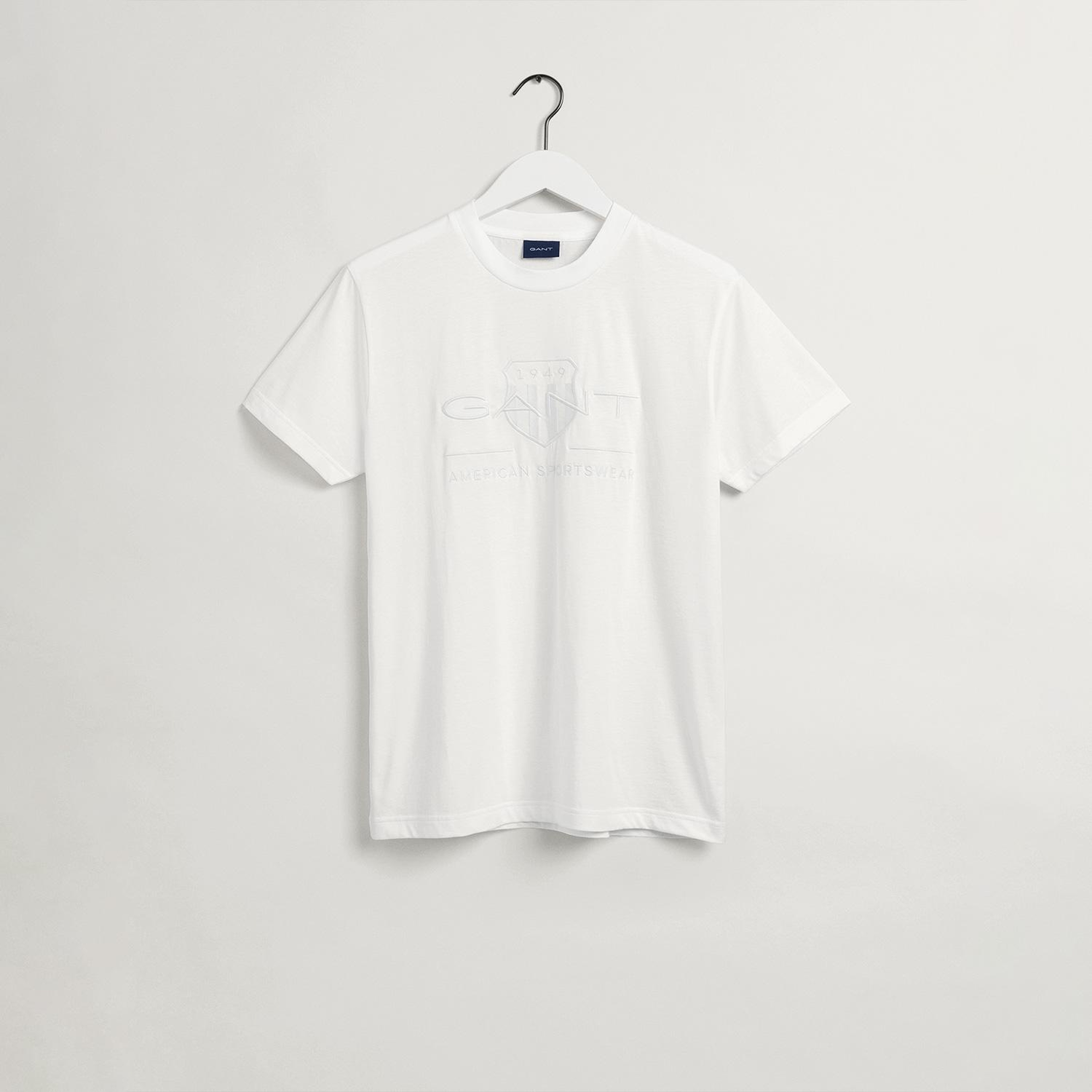 Gant Erkek Beyaz Regular Fit Bisiklet Yaka Logolu Logolu T-Shirt