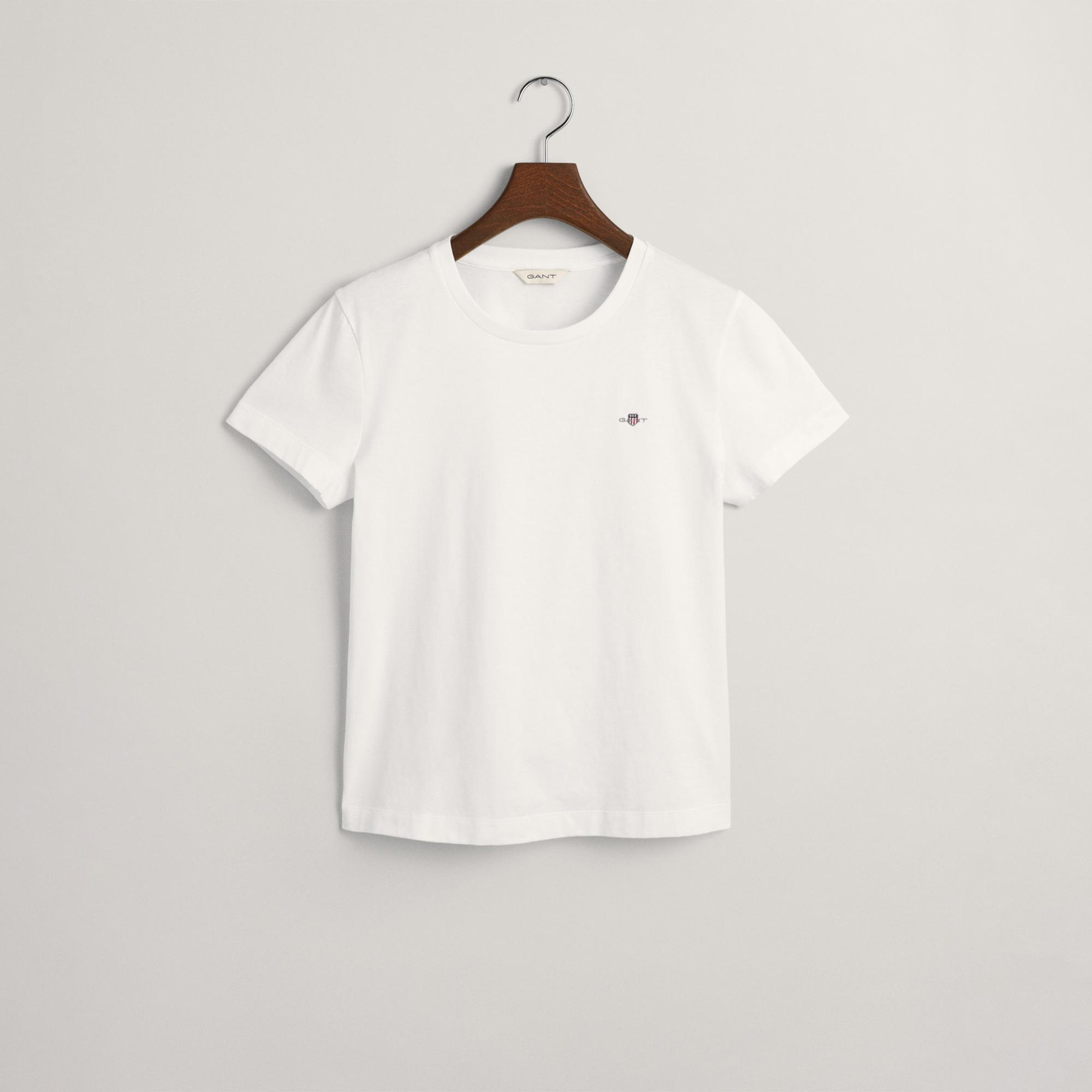 Gant Kadın Beyaz Regular Fit Bisiklet Yaka T-Shirt