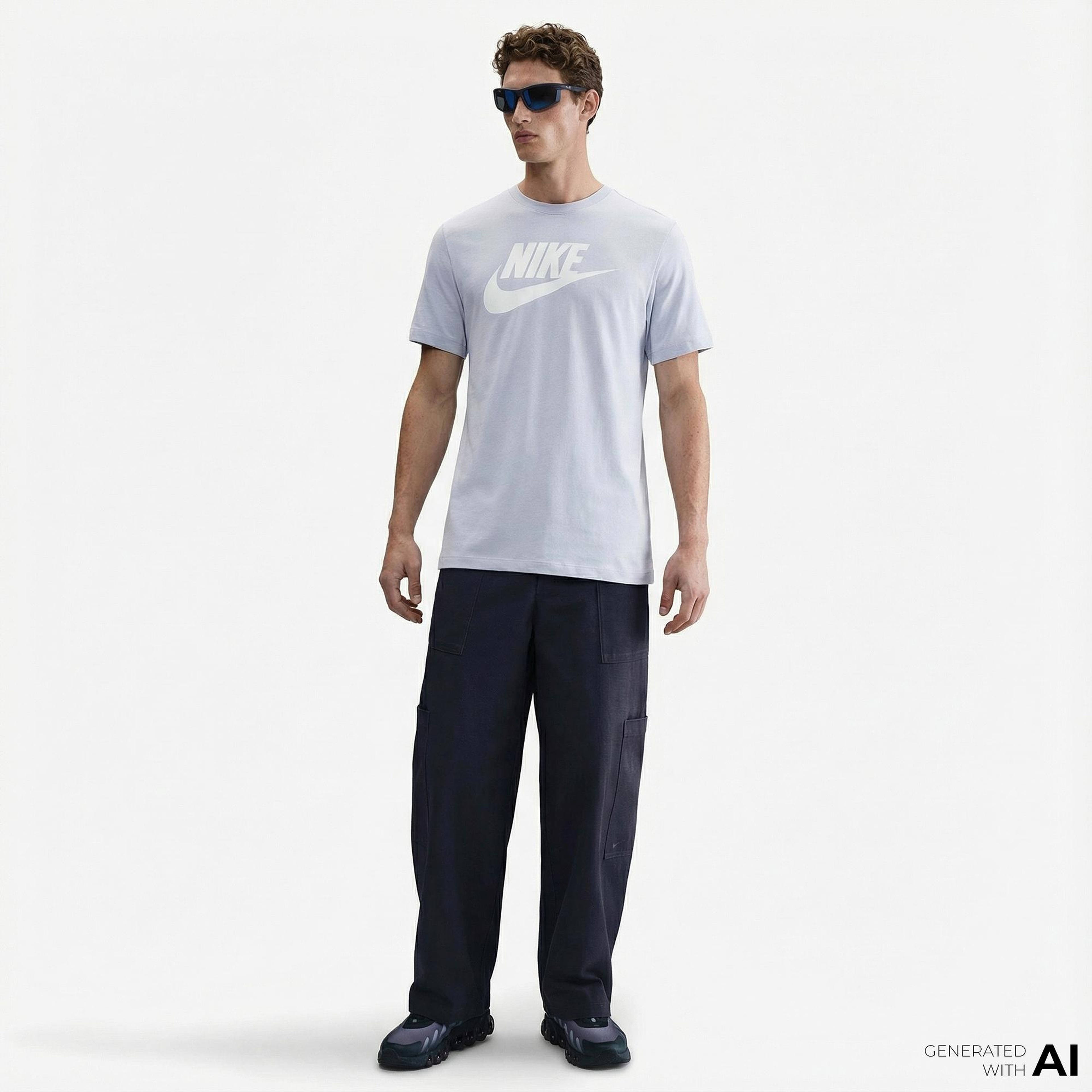 Nike Sportswear Icon Futura Erkek Gri T-Shirt