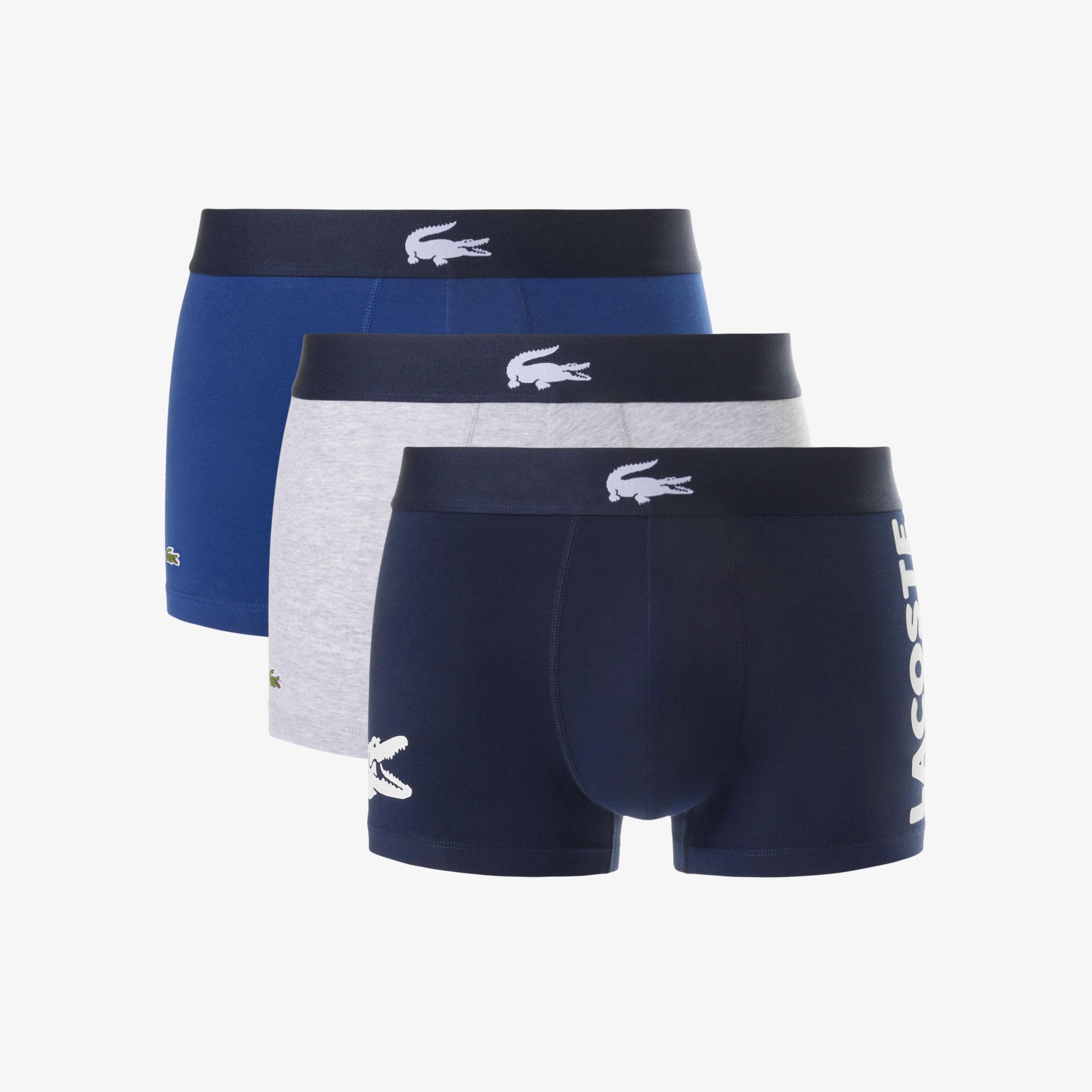 Lacoste Erkek Baskılı 3'lü Renkli Boxer