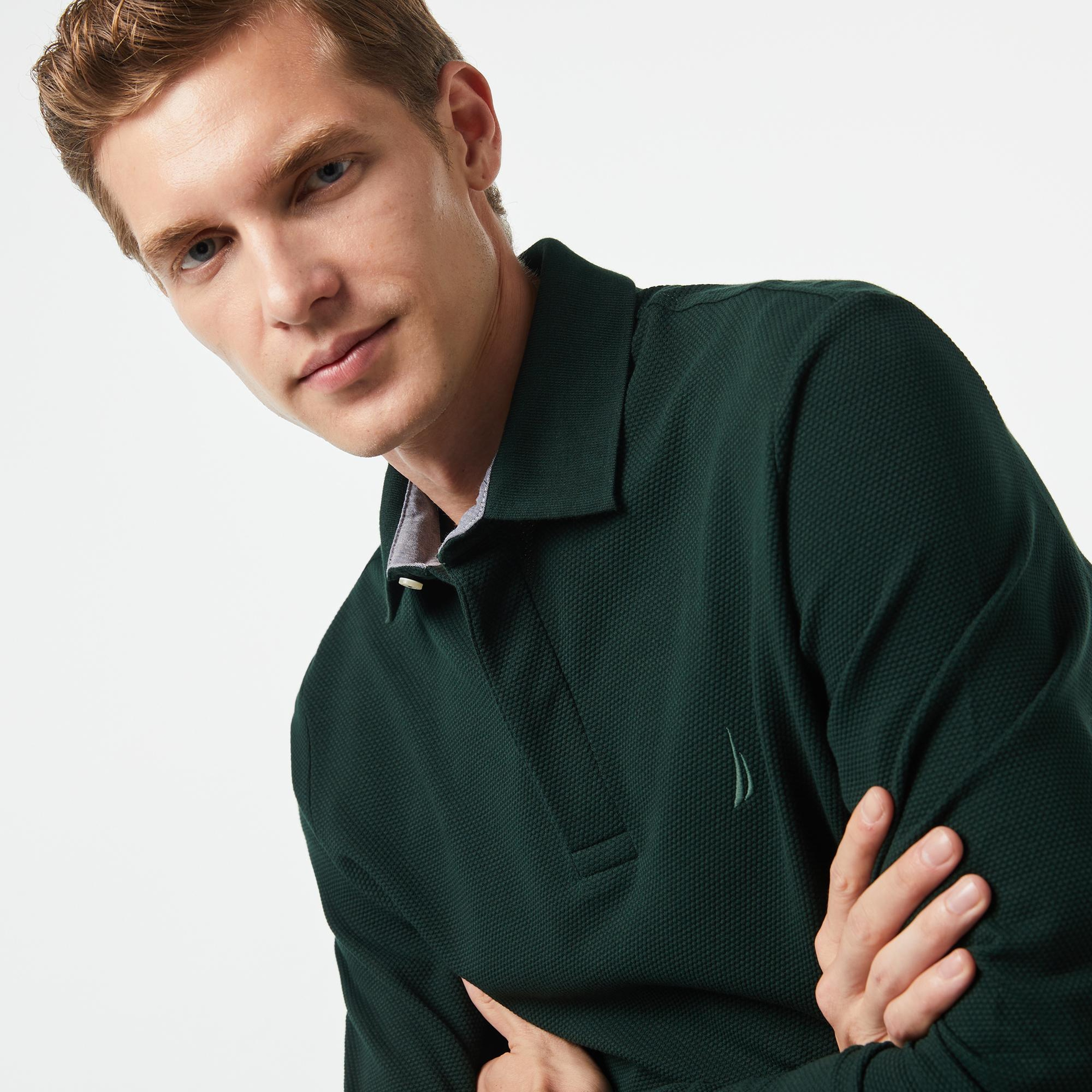 Nautica Erkek Yeşil Slim Fit Uzun Kollu Polo Yaka T-Shirt