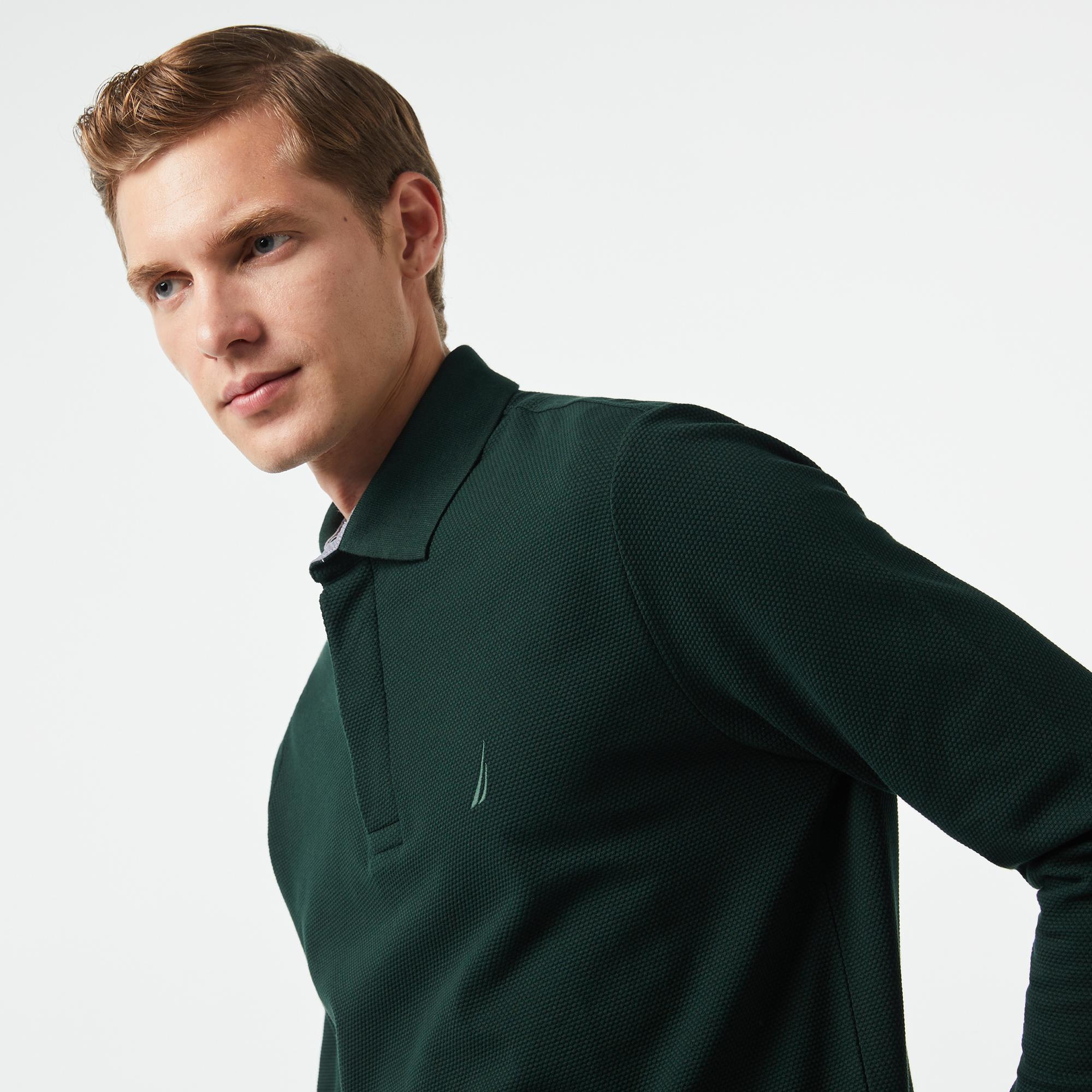 Nautica Erkek Yeşil Slim Fit Uzun Kollu Polo Yaka T-Shirt