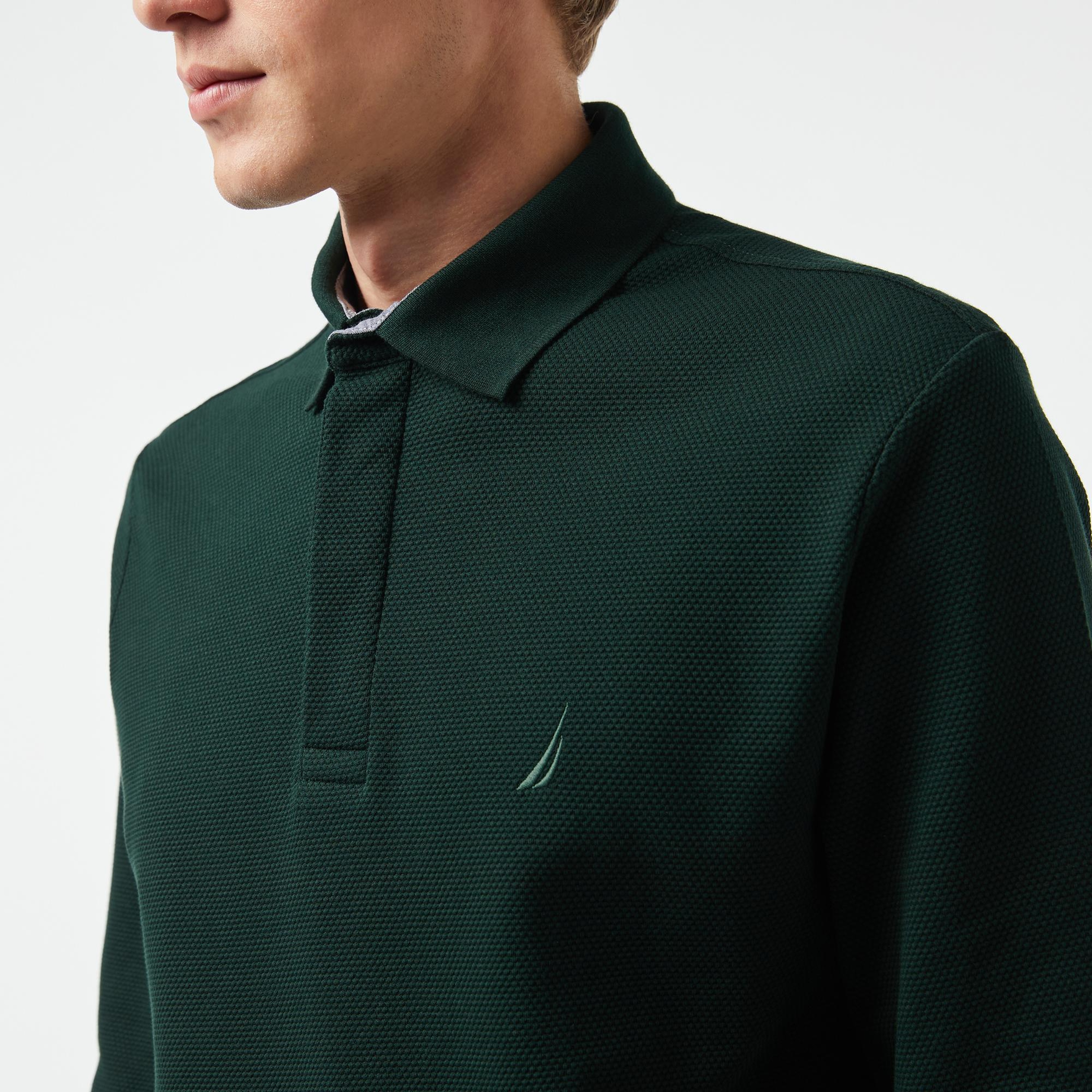 Nautica Erkek Yeşil Slim Fit Uzun Kollu Polo Yaka T-Shirt