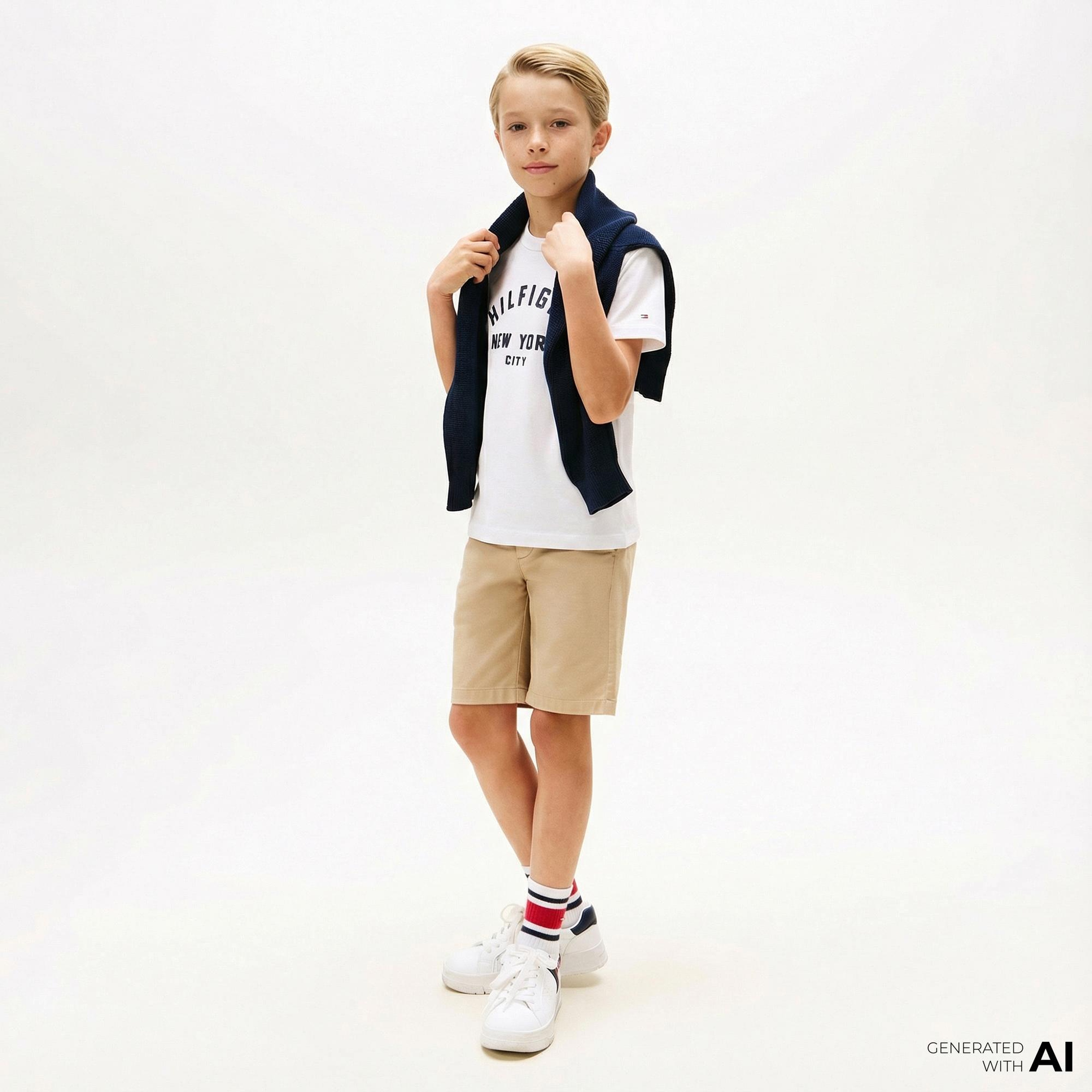 Tommy Hilfiger Curved Graphic Çocuk Beyaz T-Shirt