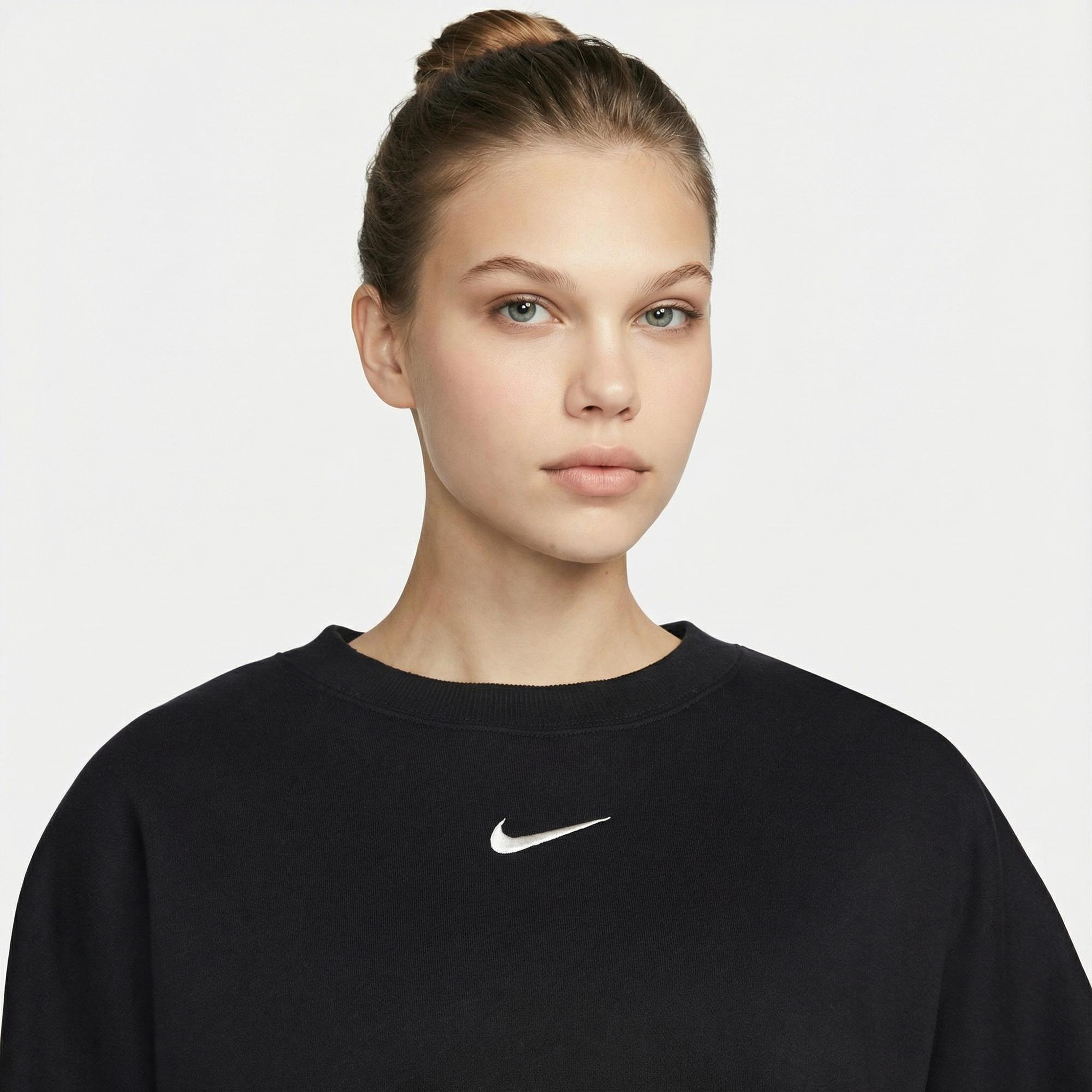Nike Sportswear Phoenix Fleece Oversize Crew Kadın Siyah Sweatshirt