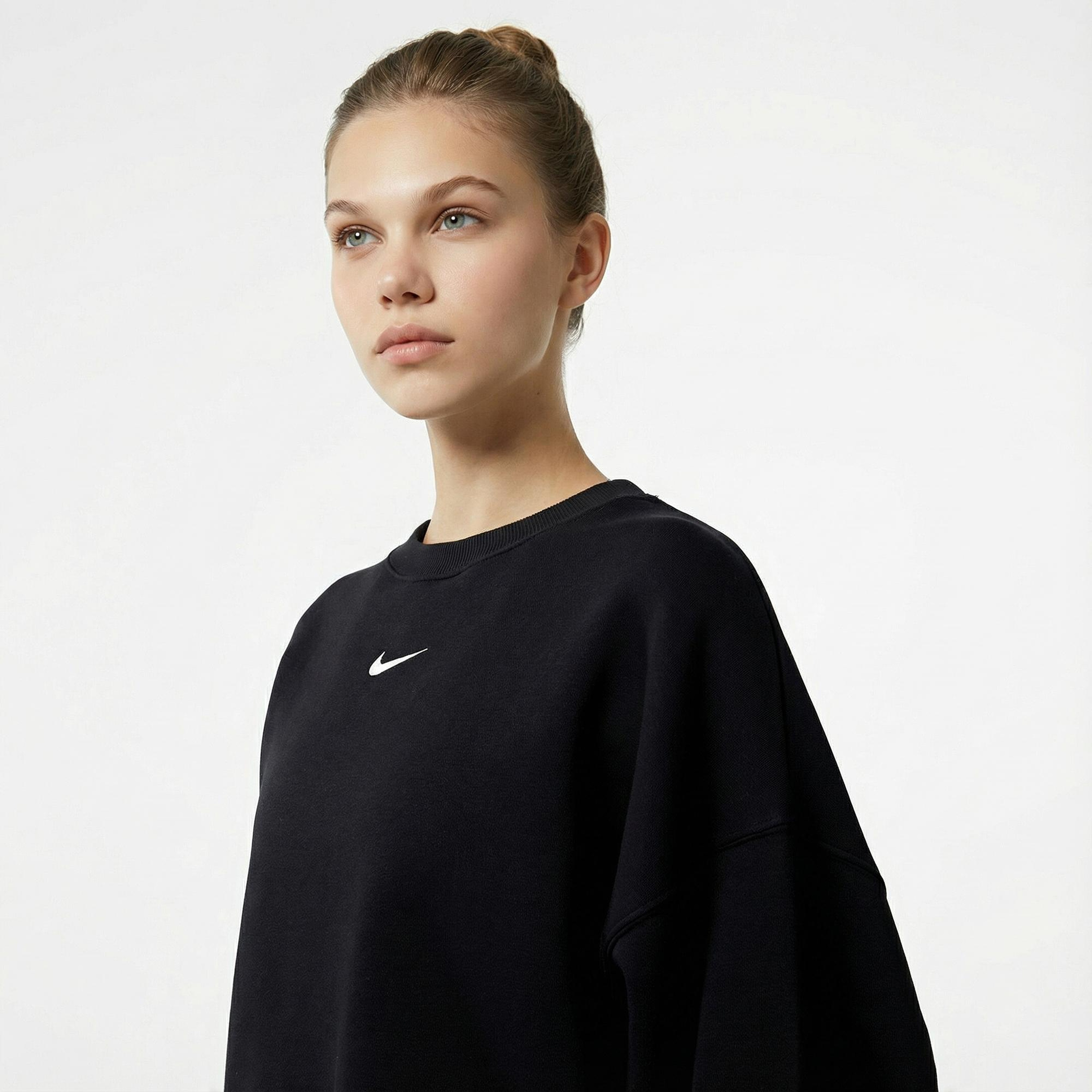 Nike Sportswear Phoenix Fleece Oversize Crew Kadın Siyah Sweatshirt