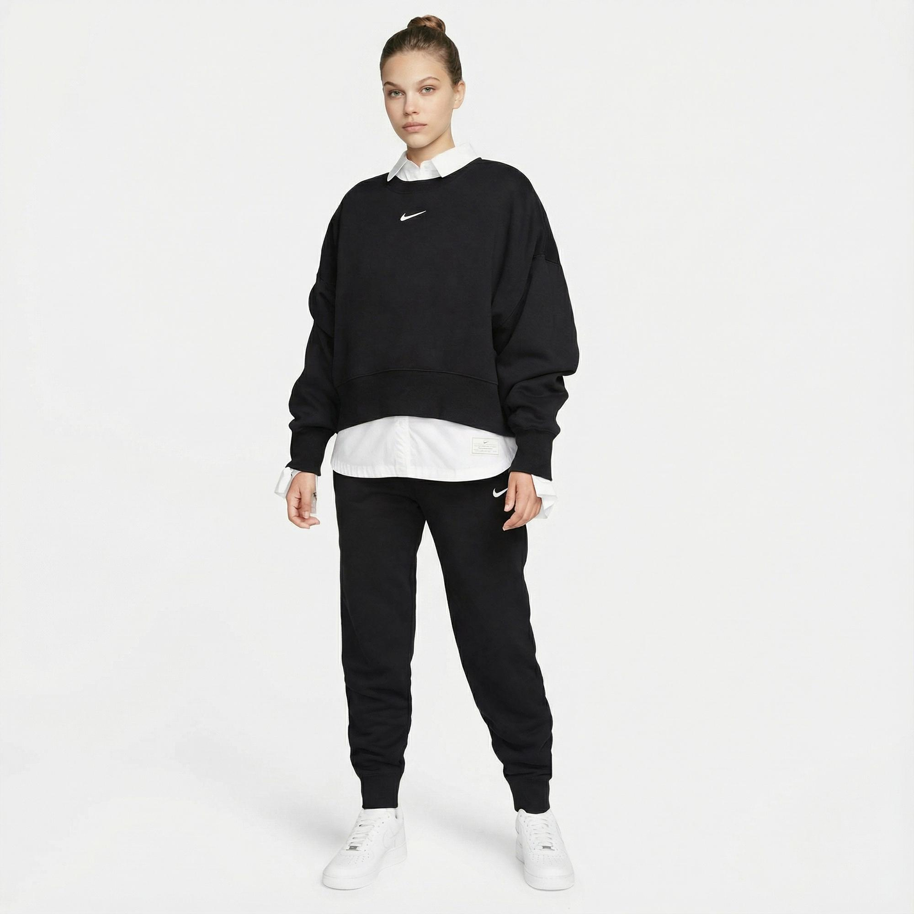 Nike Sportswear Phoenix Fleece Oversize Crew Kadın Siyah Sweatshirt