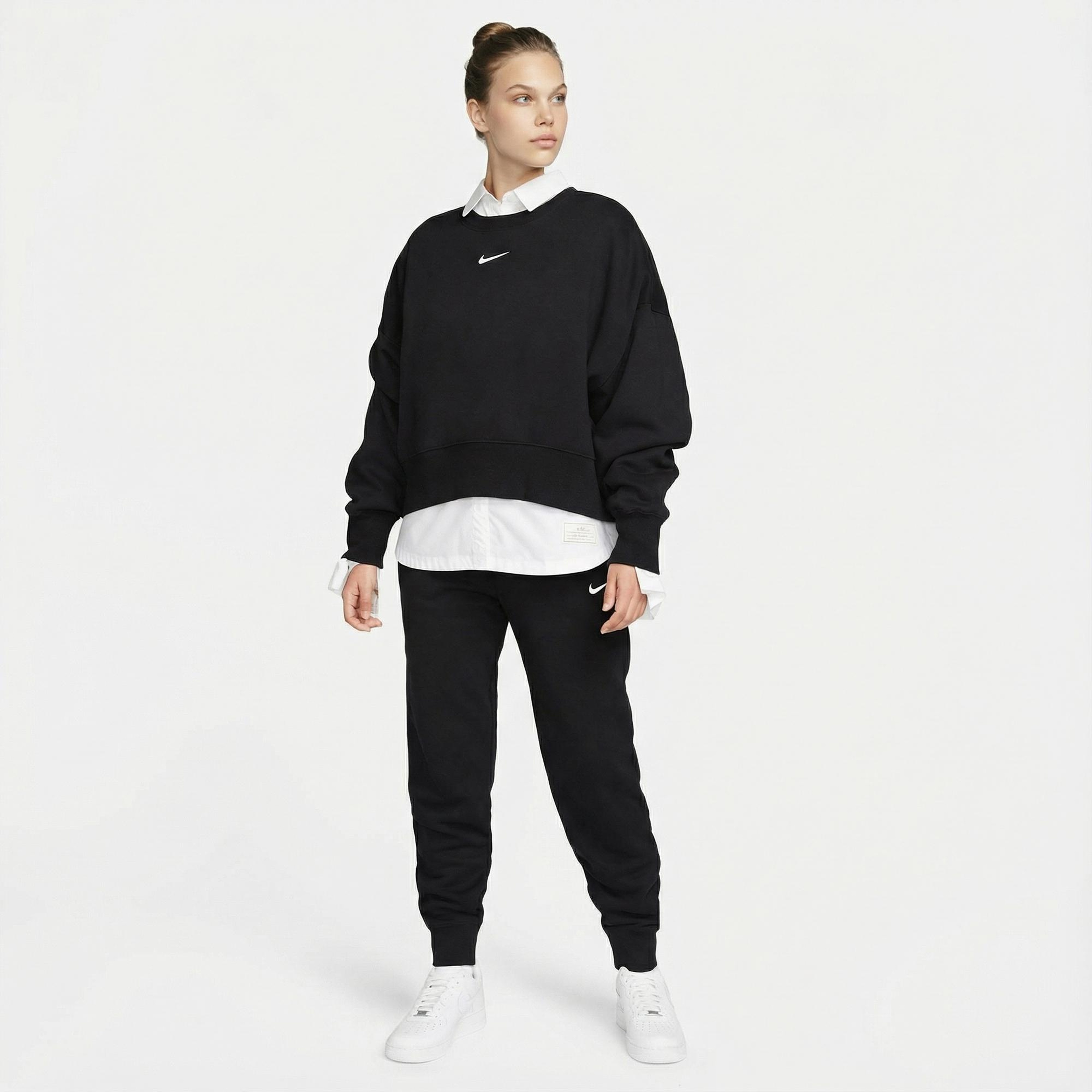 Nike Sportswear Phoenix Fleece Oversize Crew Kadın Siyah Sweatshirt
