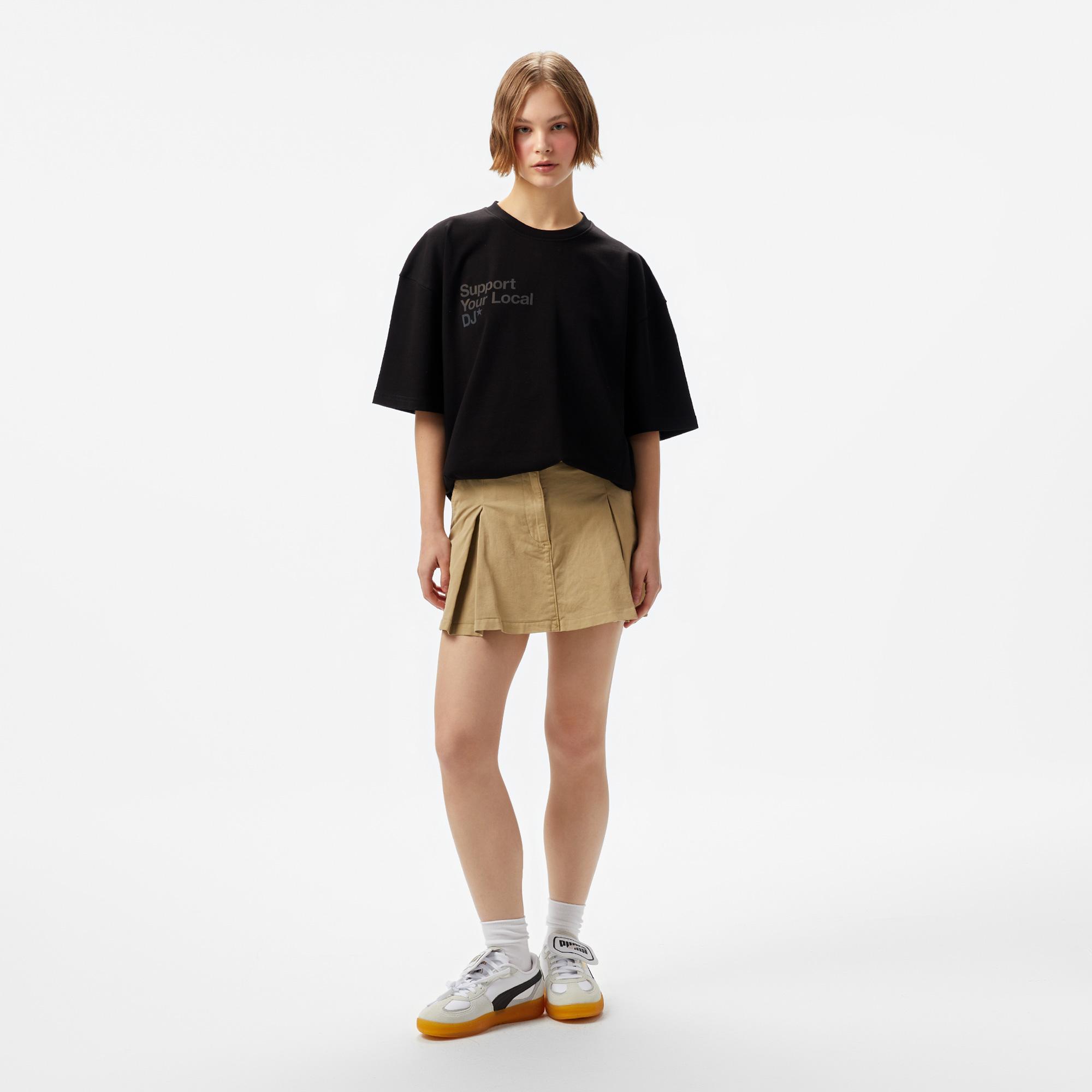 Aclothco X LFI Oversized Crew Neck Slogan Printed Unisex Siyah T-Shirt